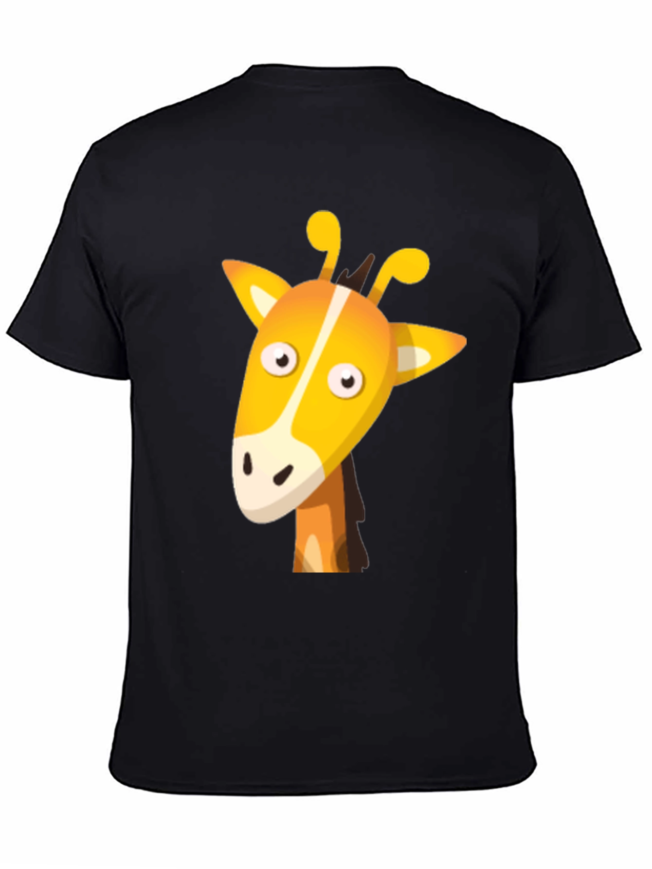 Cartoon Giraffe Graphic Tee - Unisex Black T-Shirt