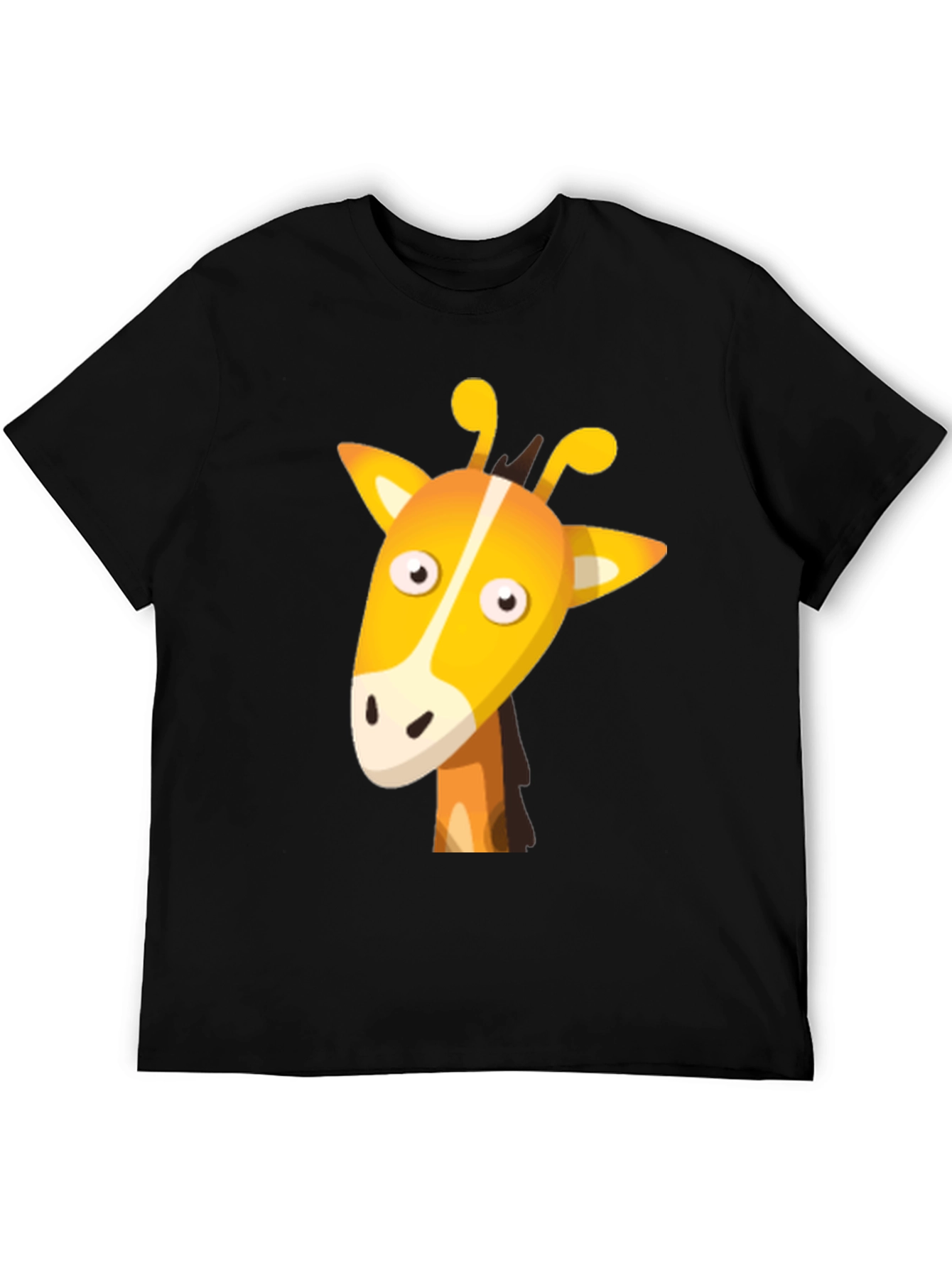 Cartoon Giraffe Graphic Tee - Unisex Black T-Shirt