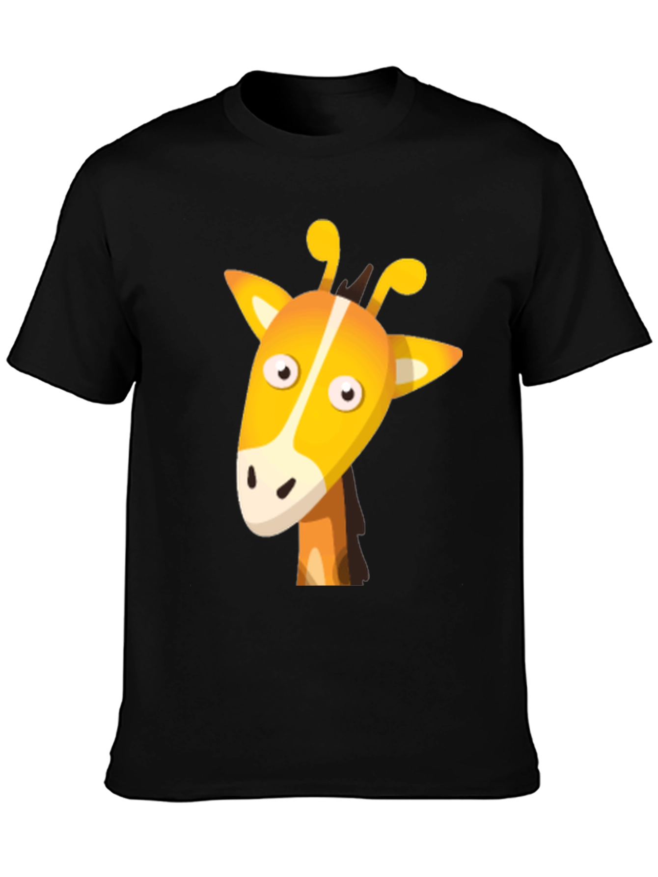 Cartoon Giraffe Graphic Tee - Unisex Black T-Shirt