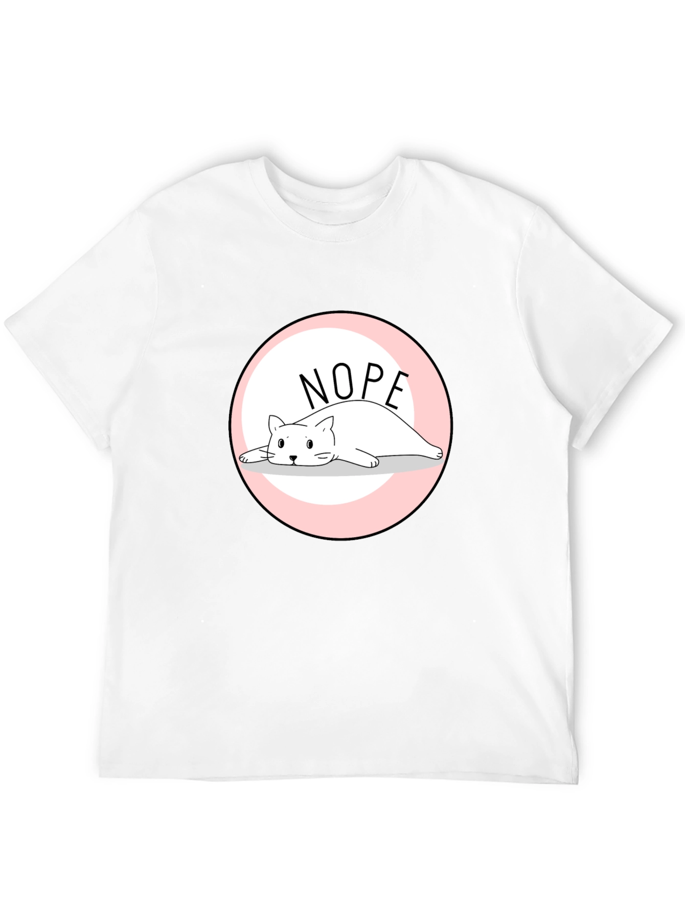 Nope Lazy Cat Graphic T-Shirt