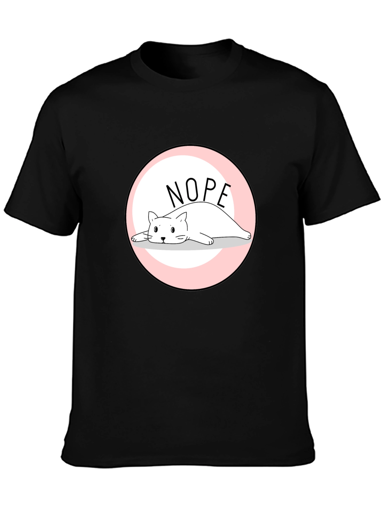 Nope Lazy Cat Graphic T-Shirt