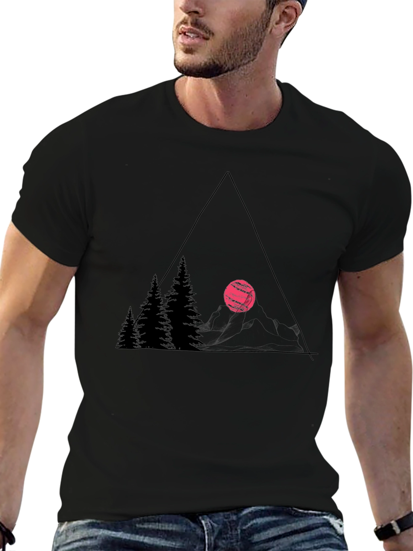 Geometric Mountain Scene Graphic Tee