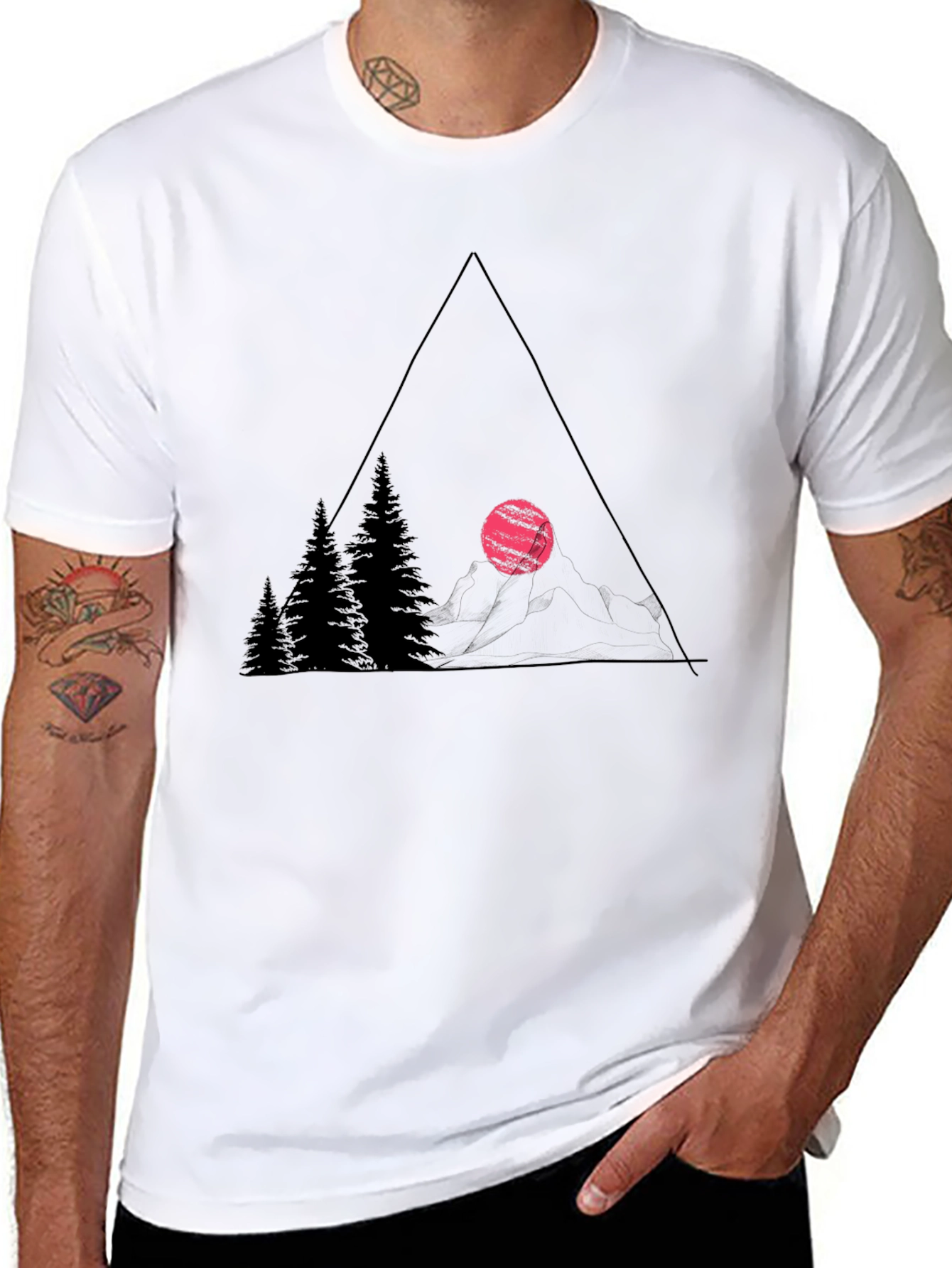 Geometric Mountain Scene Graphic Tee