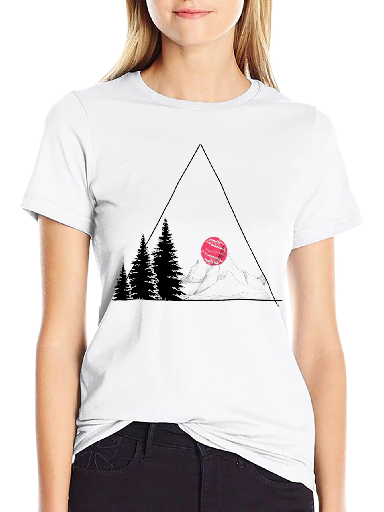 Geometric Mountain Scene Graphic Tee