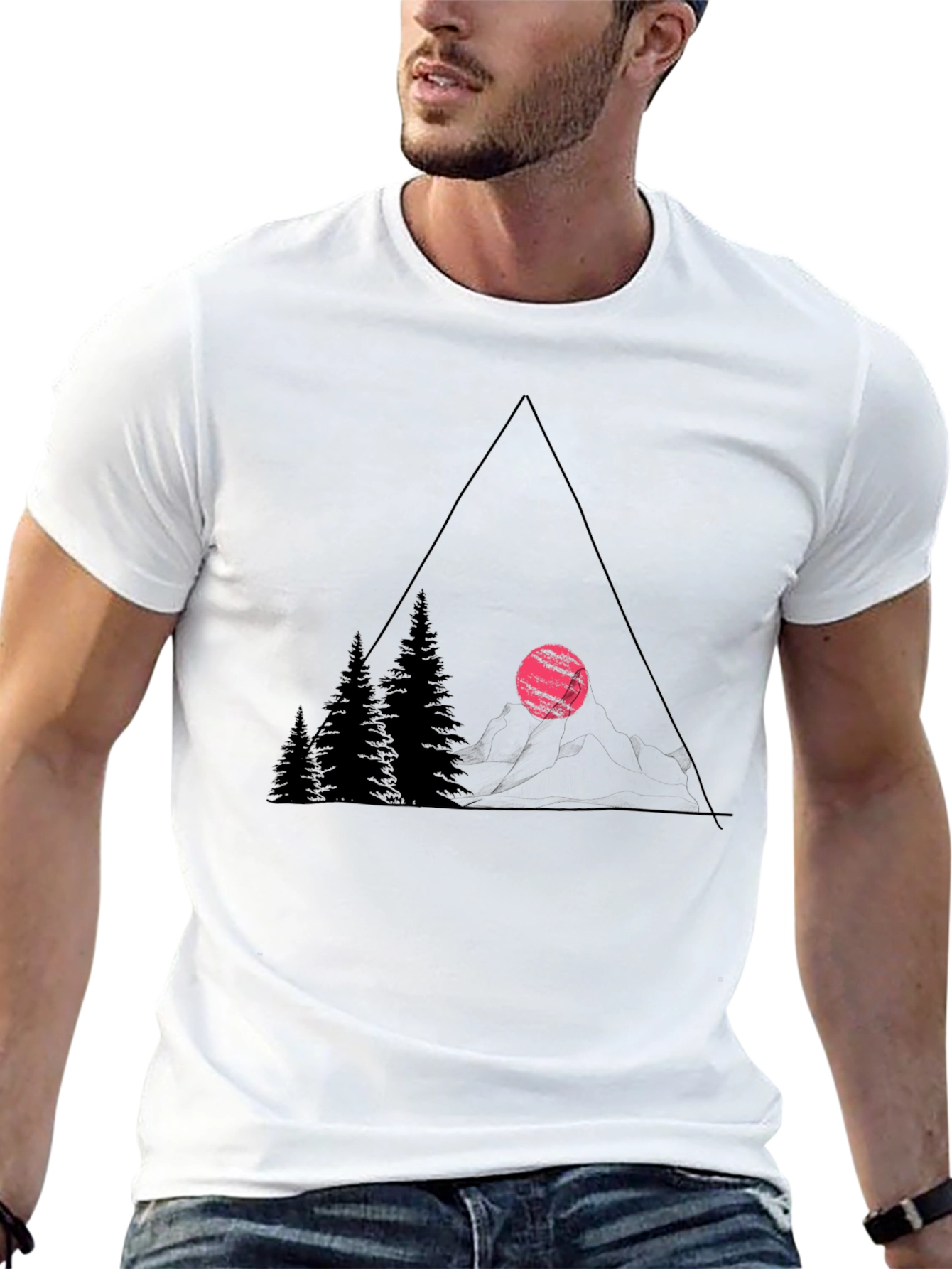 Geometric Mountain Scene Graphic Tee
