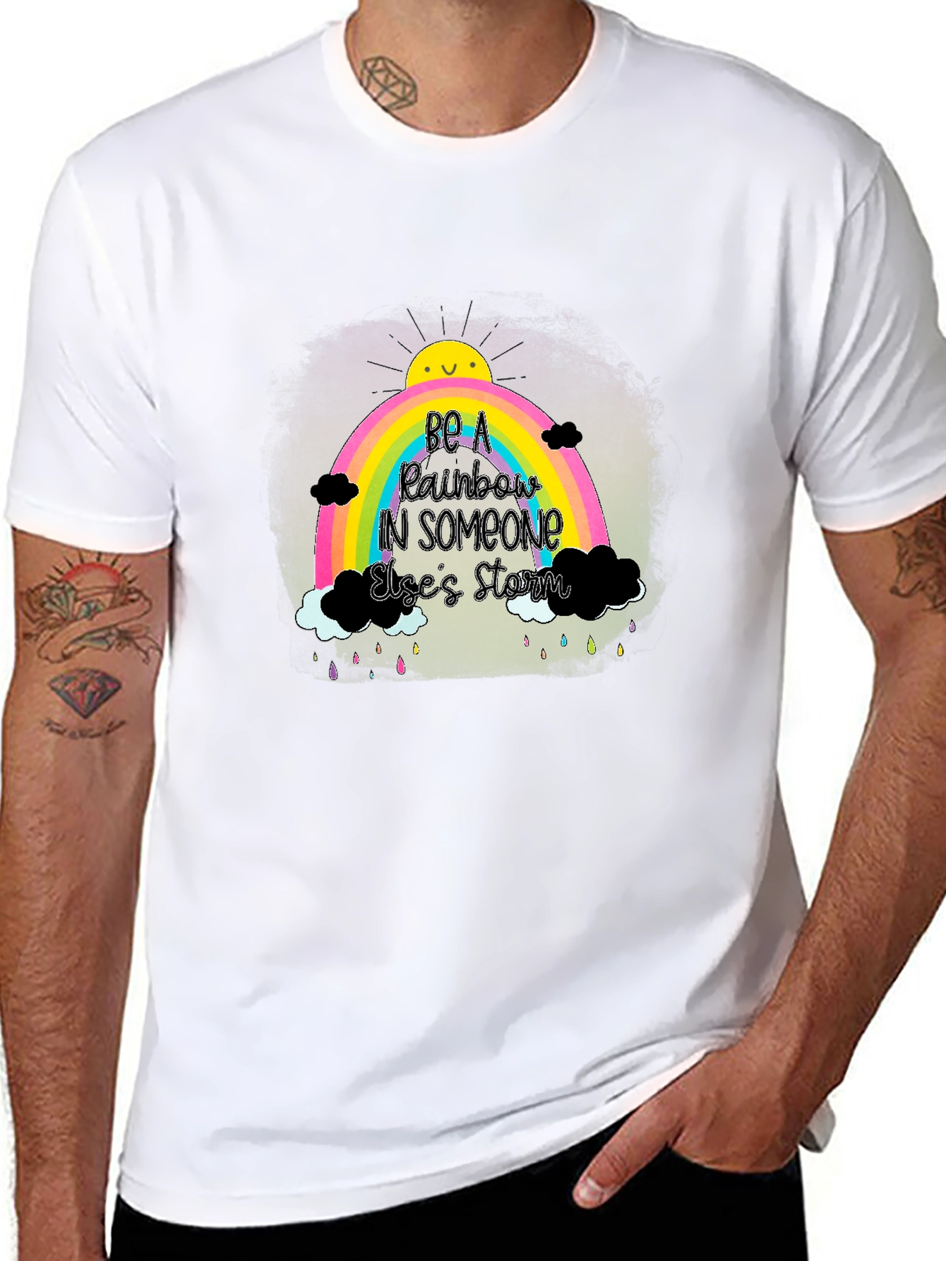 Be a Rainbow Graphic Tee - Positive Vibes