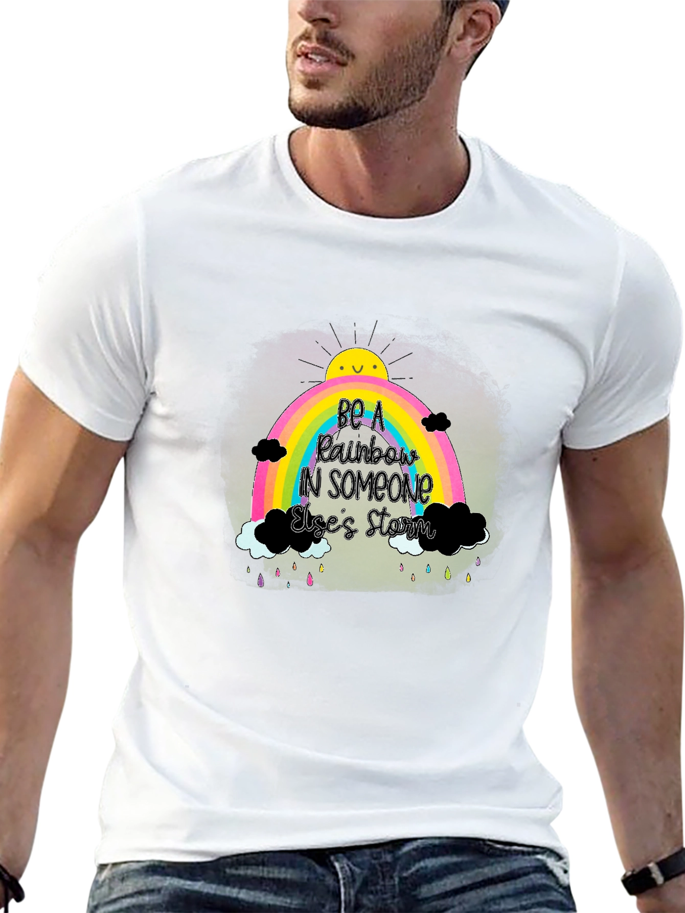 Be a Rainbow Graphic Tee - Positive Vibes