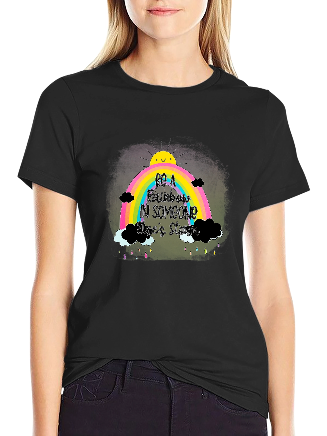 Be a Rainbow Graphic Tee - Positive Vibes