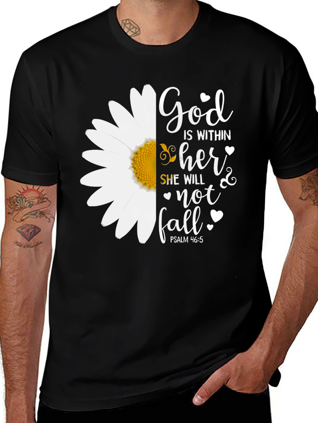 God is Within Her Christian Daisy Graphic Tee