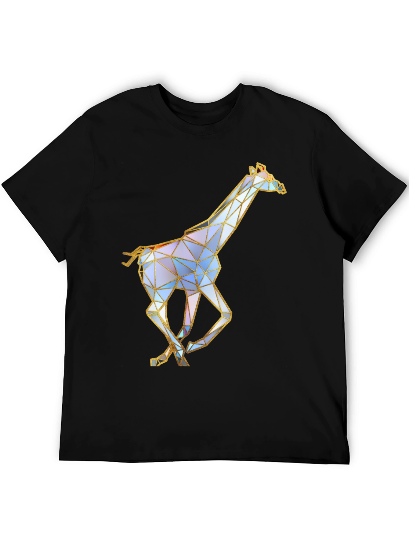 Geometric Giraffe Graphic Tee - Stylish Black T-Shirt