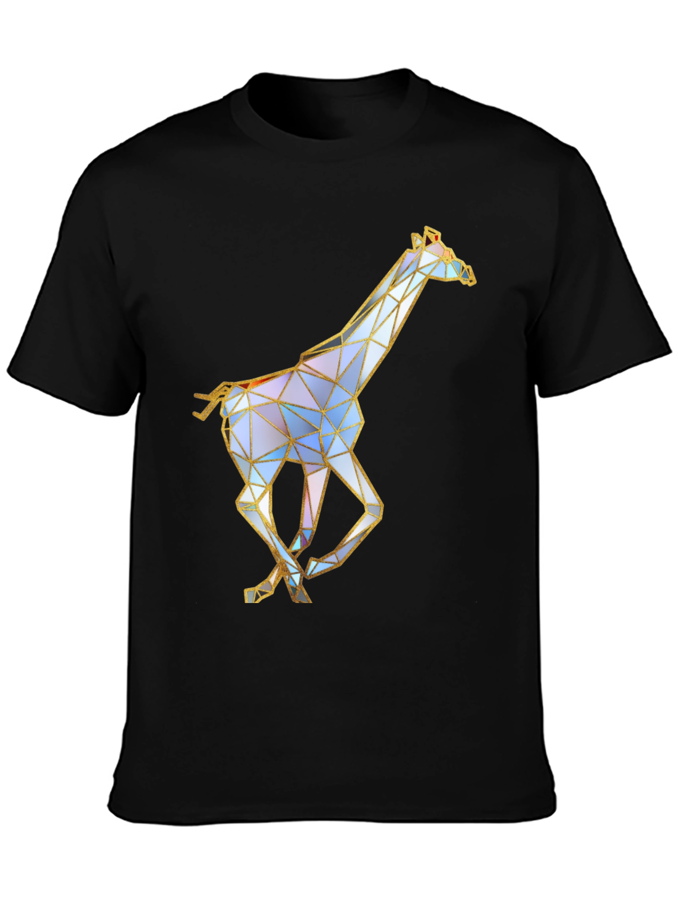 Geometric Giraffe Graphic Tee - Stylish Black T-Shirt