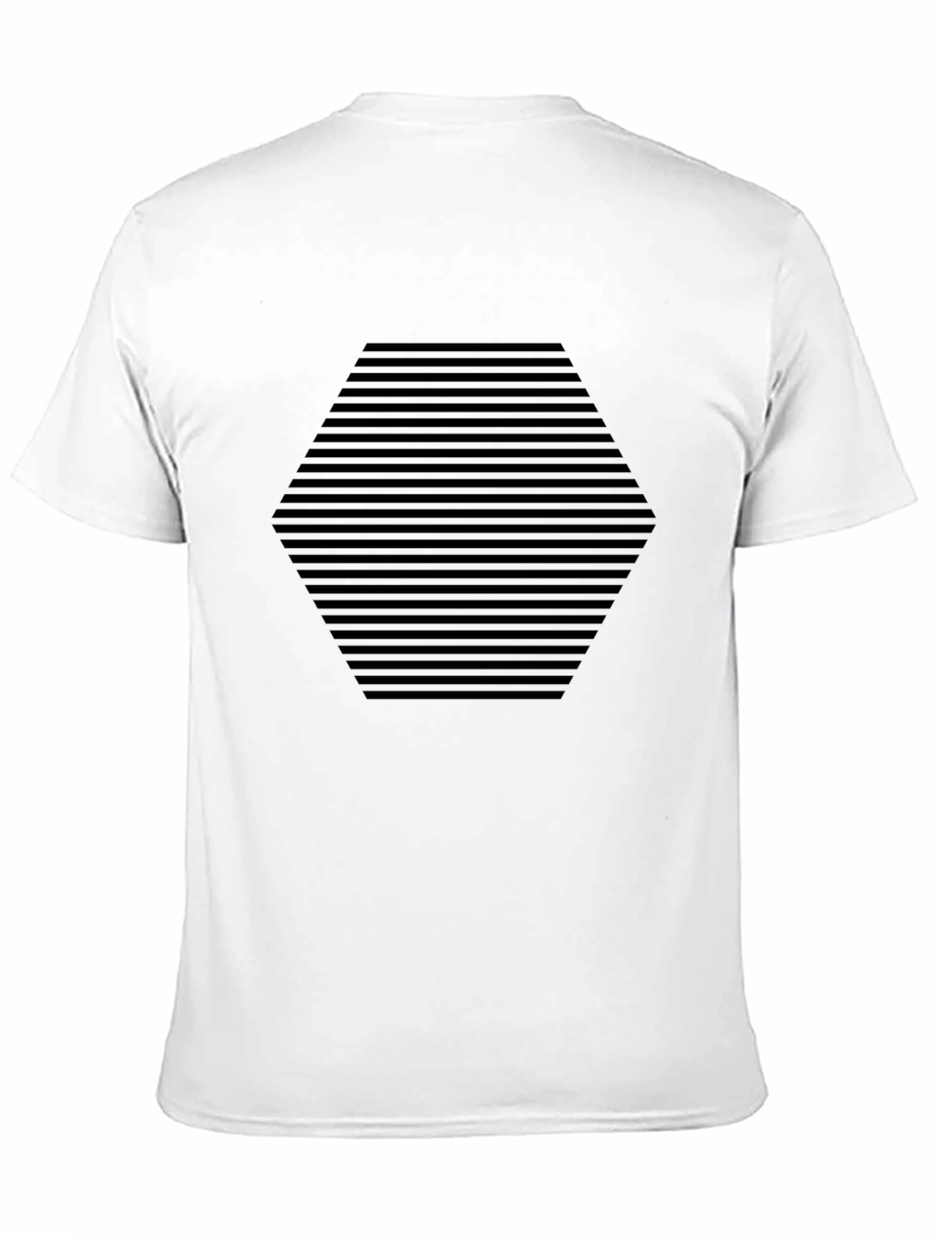 Mens Black Geometric Hexagon Striped T-Shirt