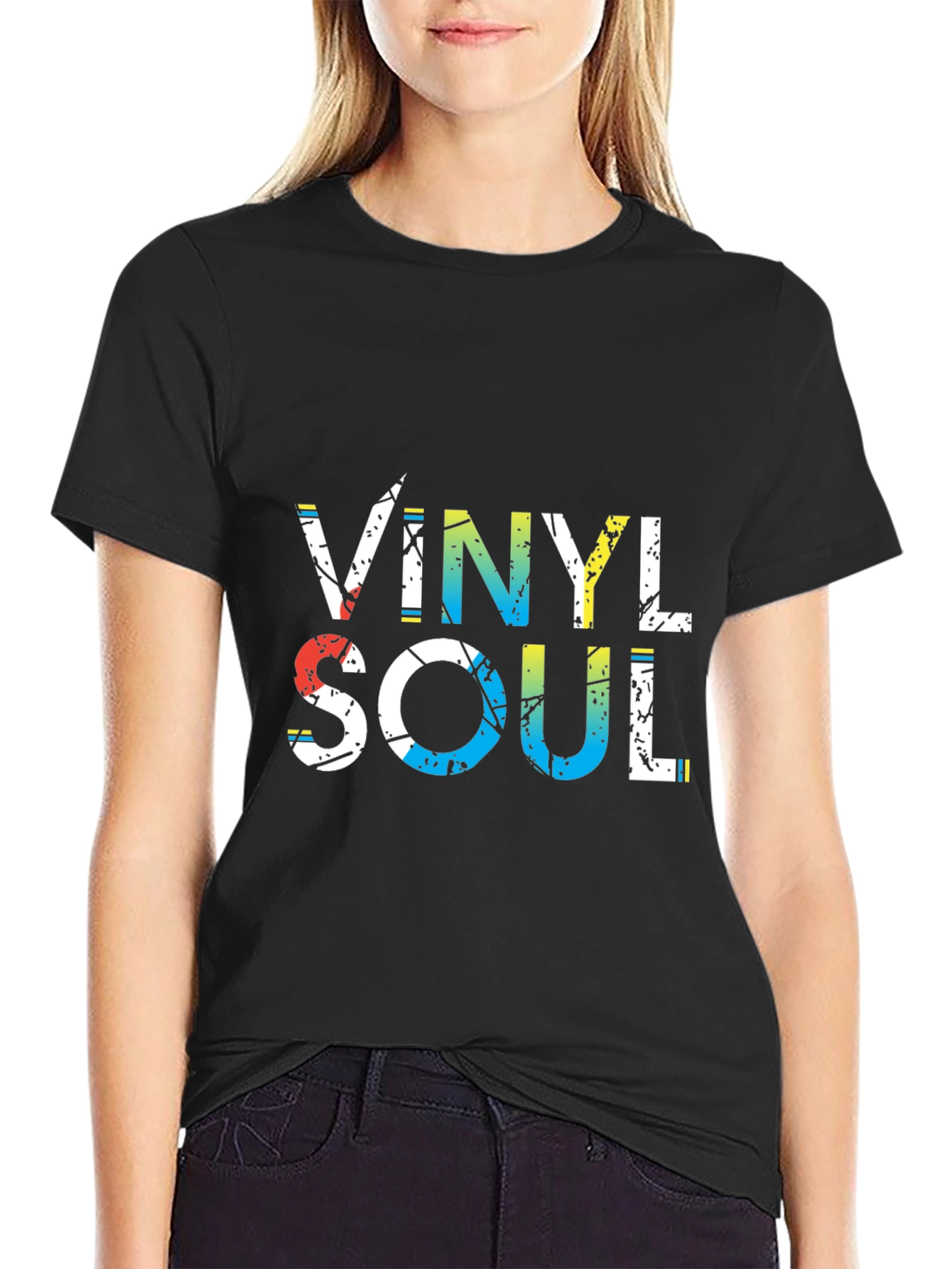 Vinyl Soul Graphic Tee - Black Cotton Blend