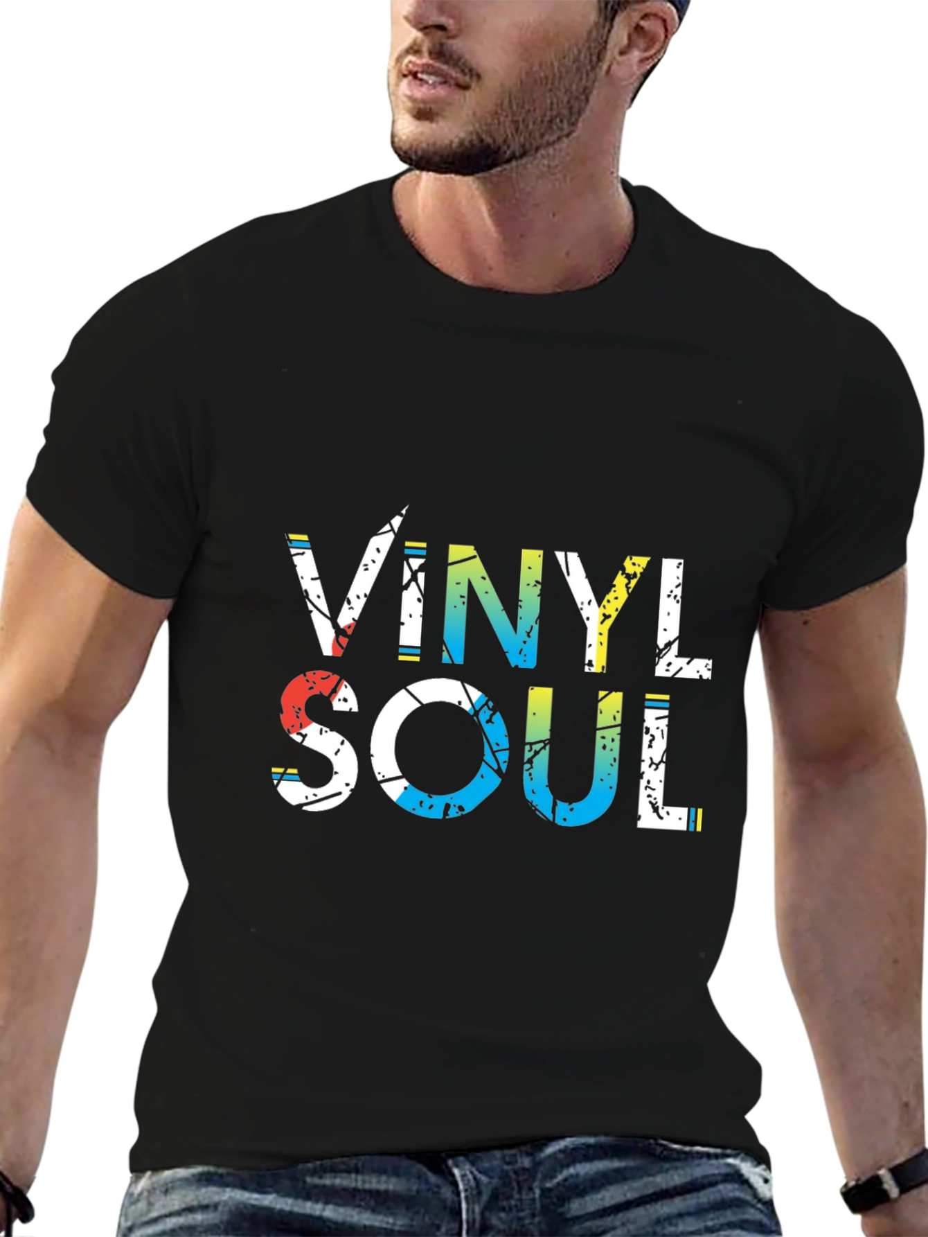 Vinyl Soul Graphic Tee - Black Cotton Blend