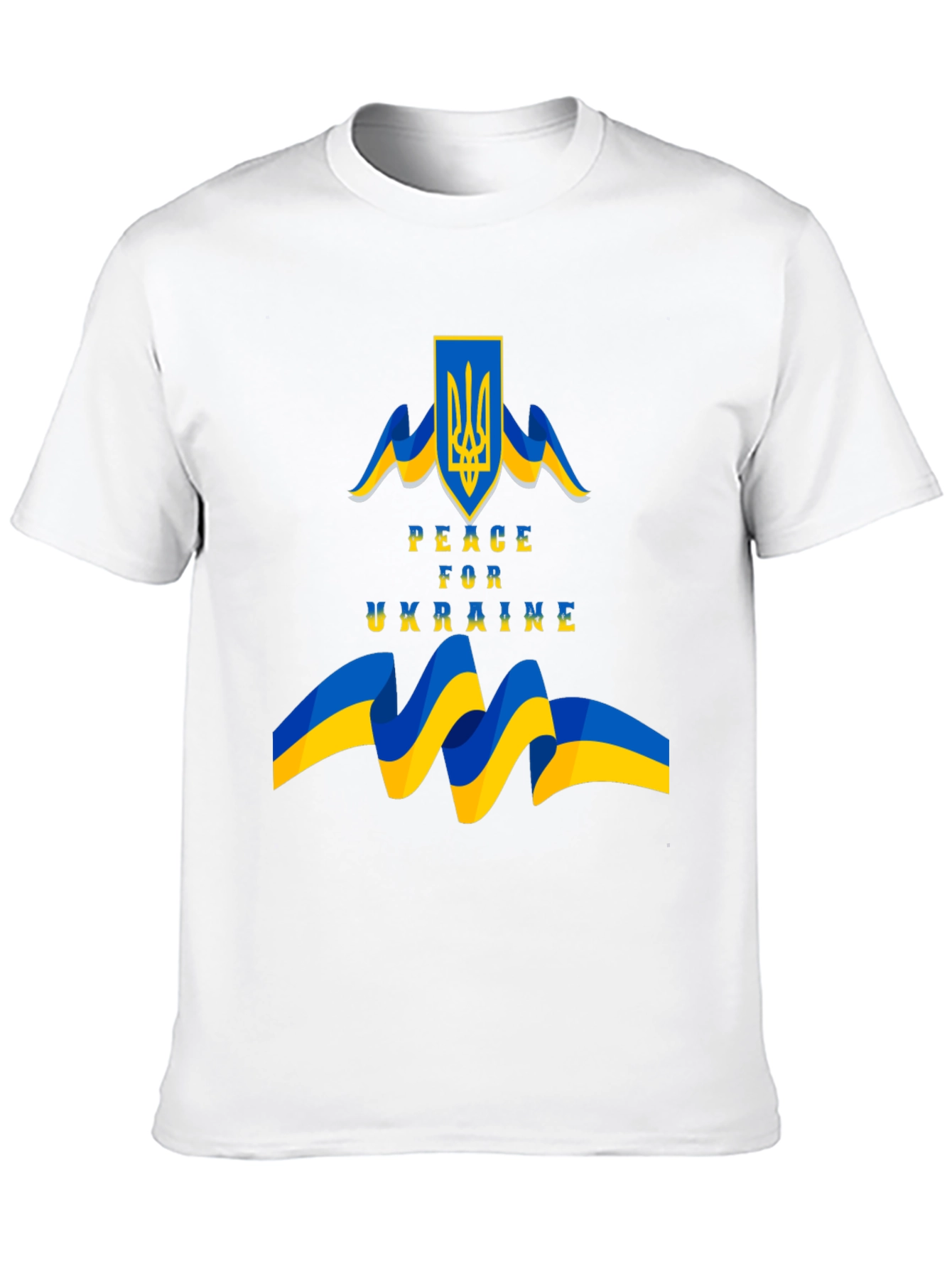 Peace for Ukraine Black T-Shirt with Flag Emblem
