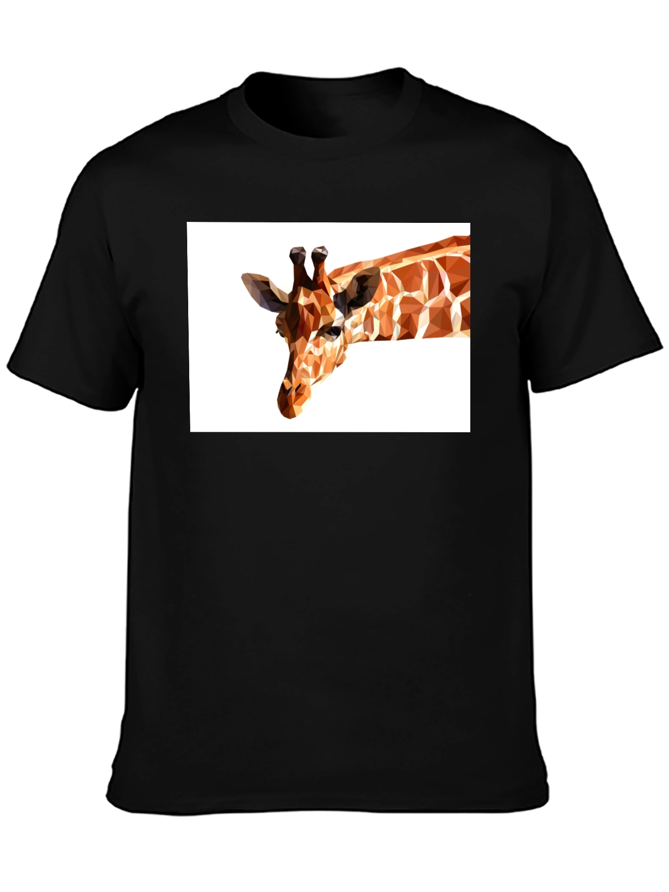 Geometric Giraffe Print Black T-Shirt