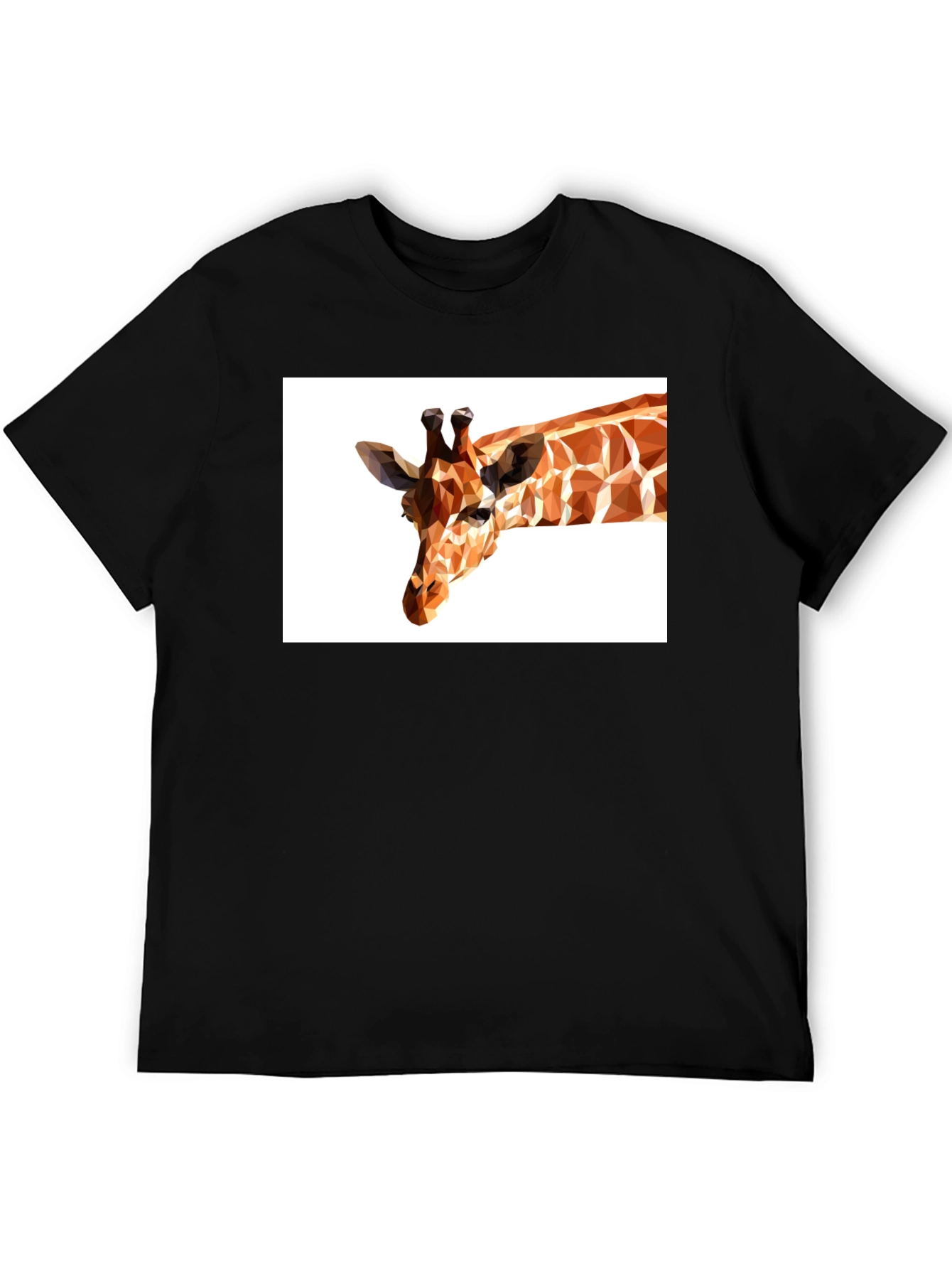 Geometric Giraffe Print Black T-Shirt