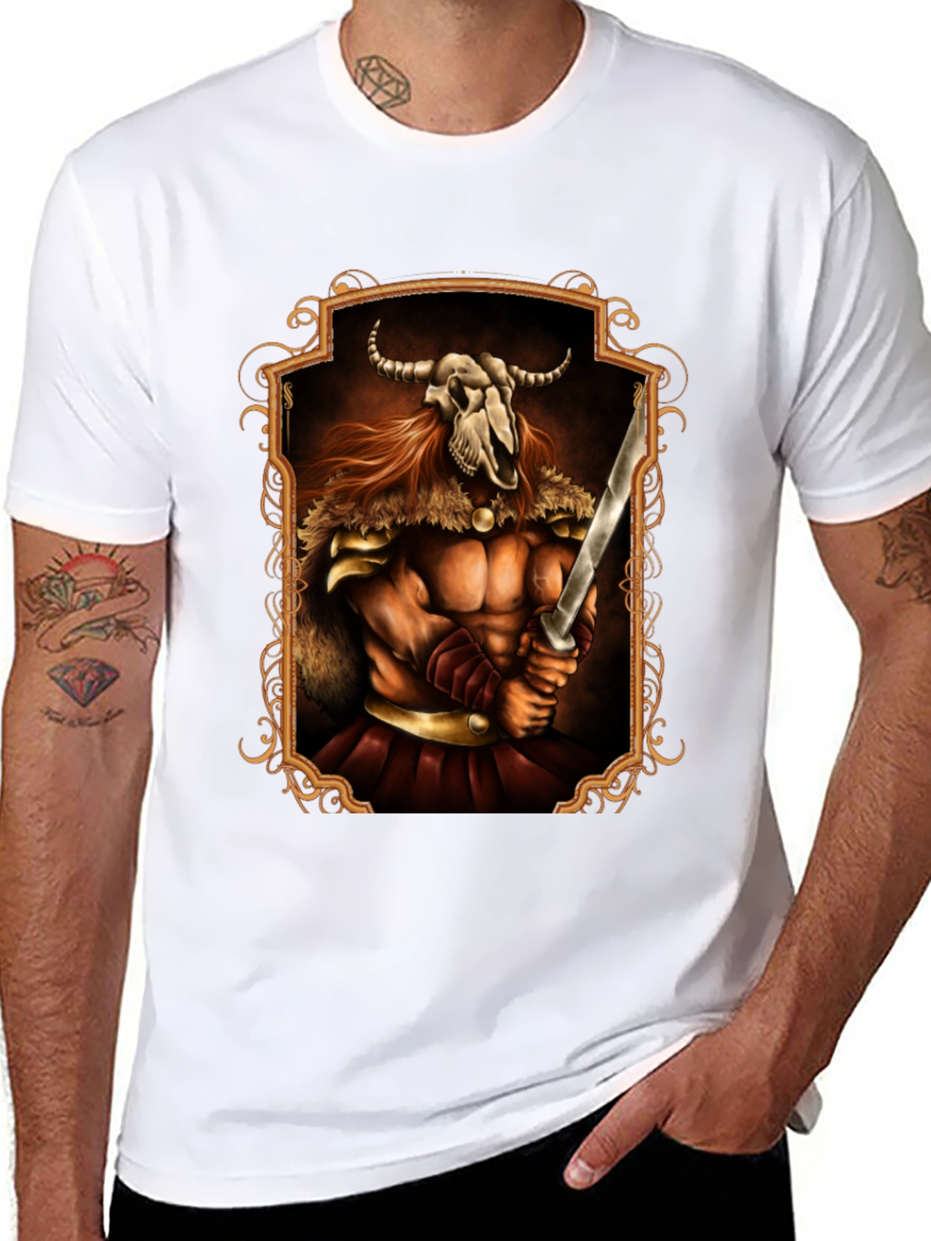 Viking Warrior Skull T-Shirt - Black Graphic Tee