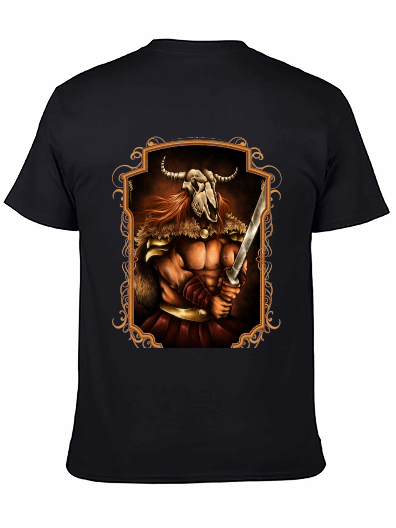 Viking Warrior Skull T-Shirt - Black Graphic Tee