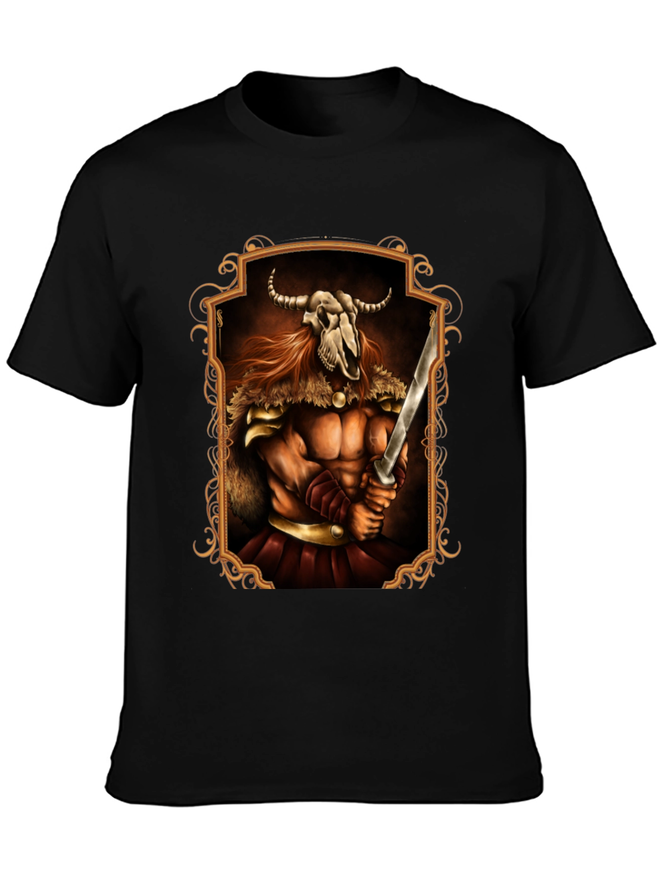 Viking Warrior Skull T-Shirt - Black Graphic Tee