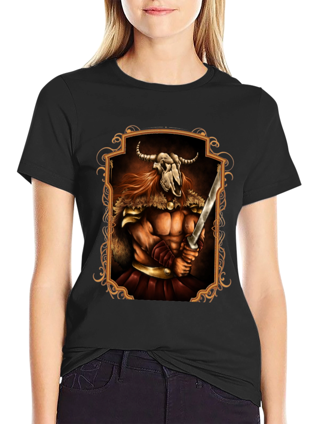 Viking Warrior Skull T-Shirt - Black Graphic Tee
