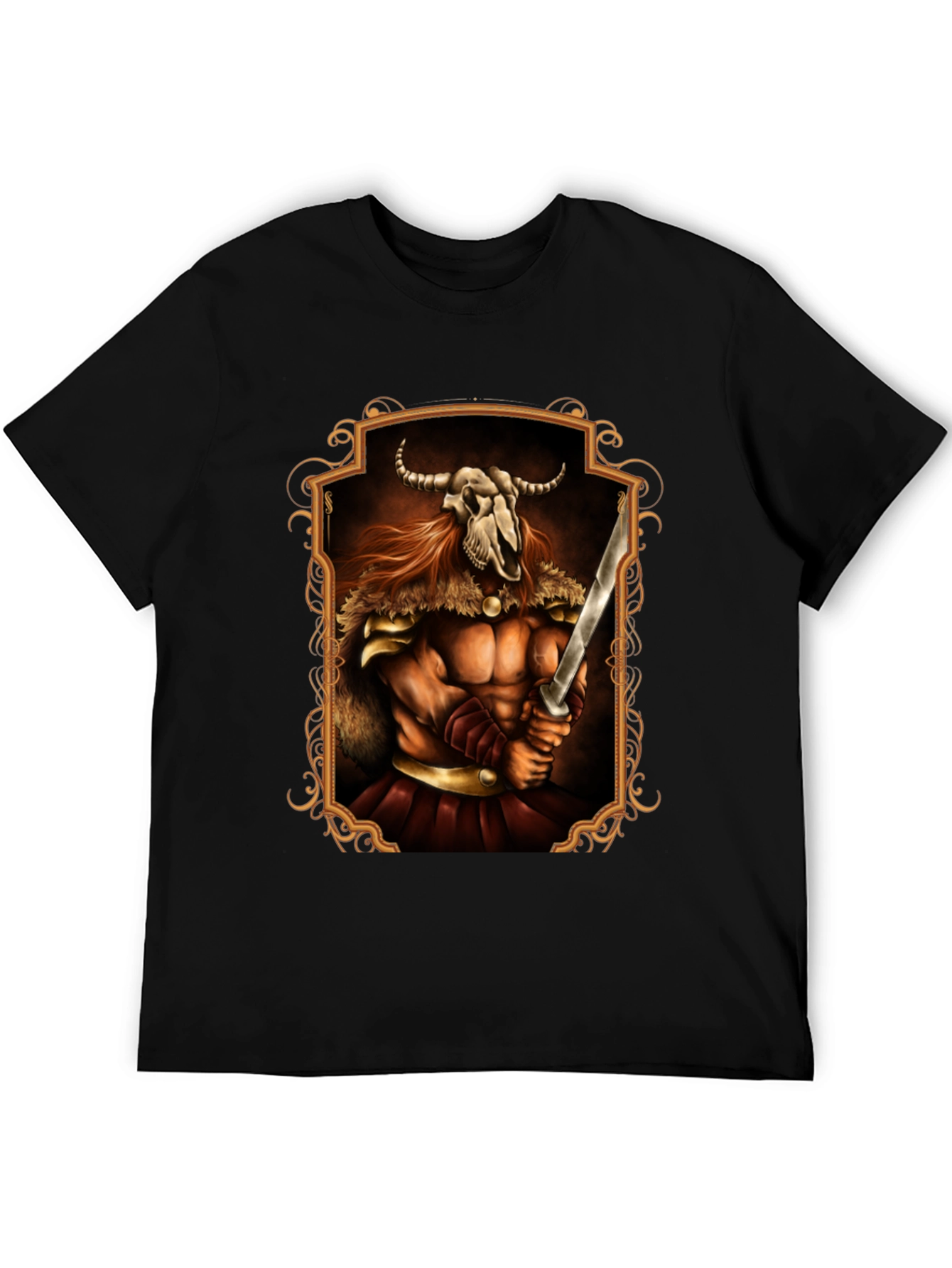Viking Warrior Skull T-Shirt - Black Graphic Tee
