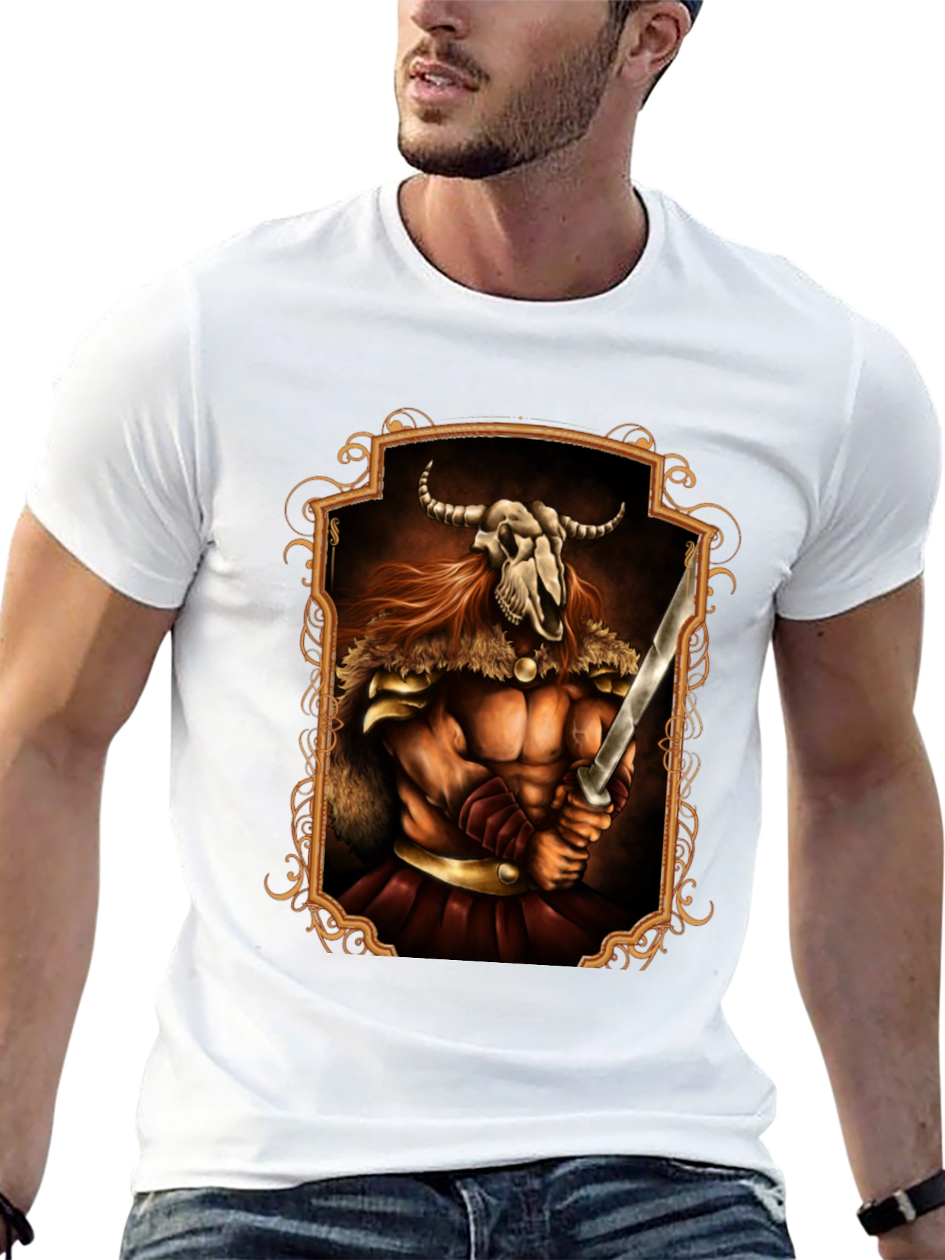 Viking Warrior Skull T-Shirt - Black Graphic Tee