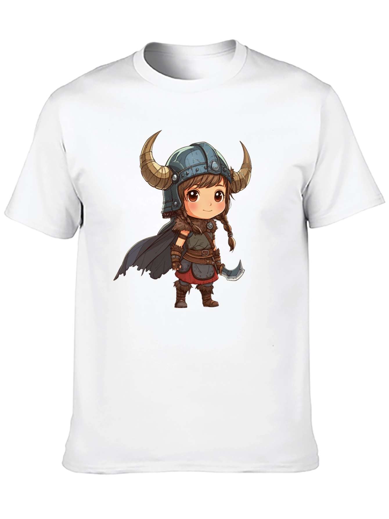 Viking Girl Graphic Tee - Black Cotton T-Shirt