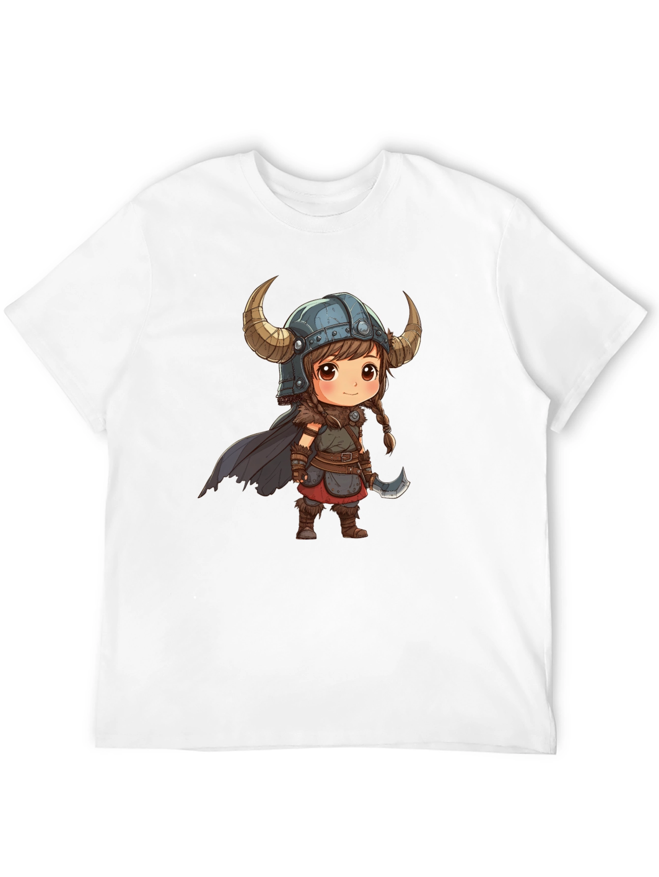Viking Girl Graphic Tee - Black Cotton T-Shirt