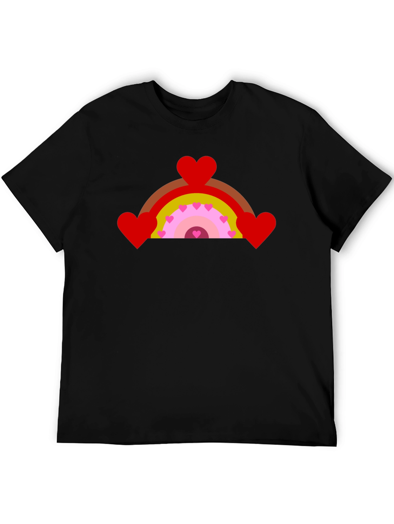 Heart Rainbow Graphic Tee - Black Cotton T-Shirt
