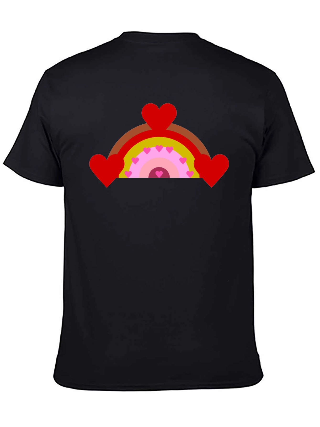 Heart Rainbow Graphic Tee - Black Cotton T-Shirt
