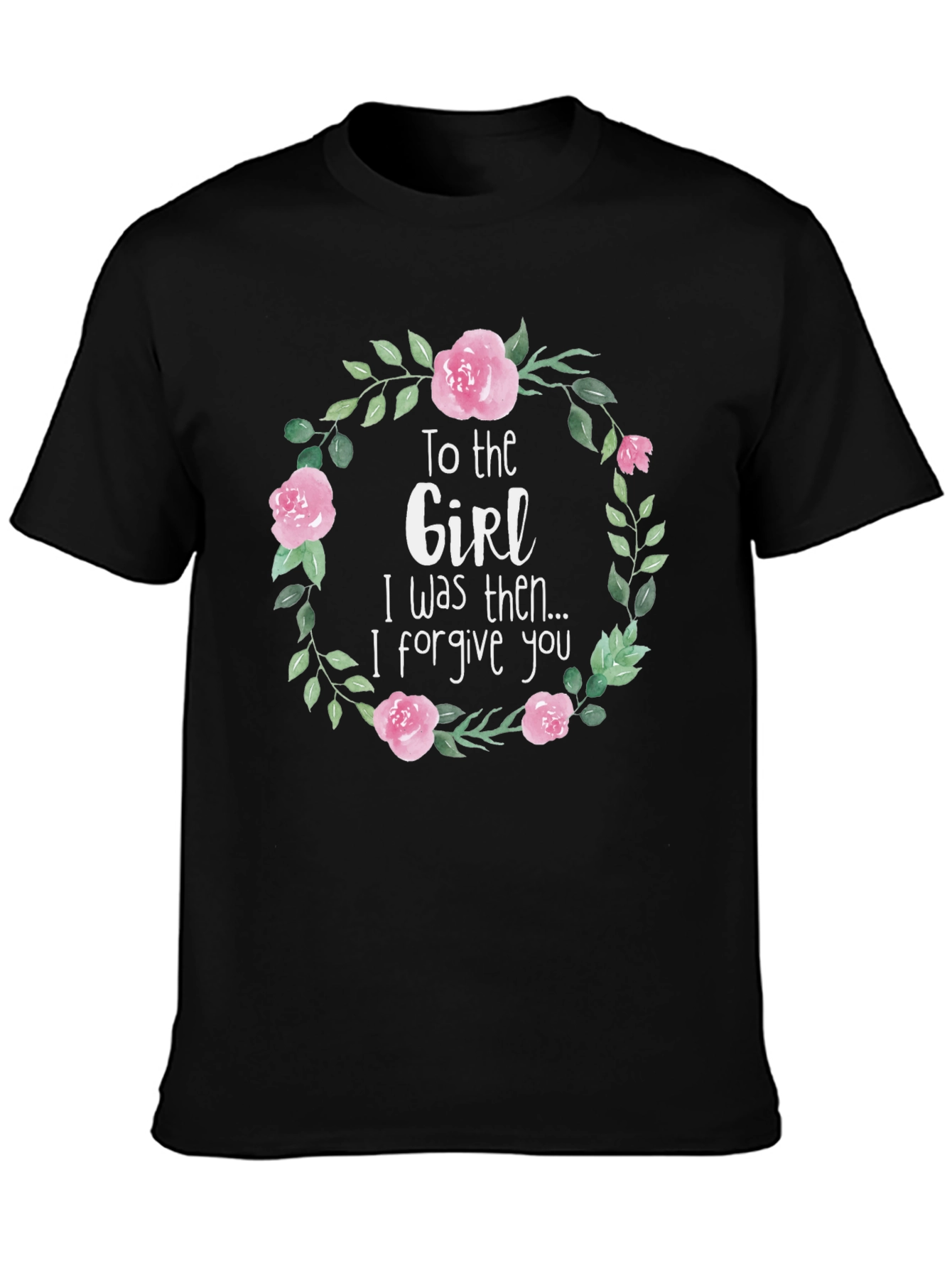 Floral Forgive You Graphic T-Shirt - Black