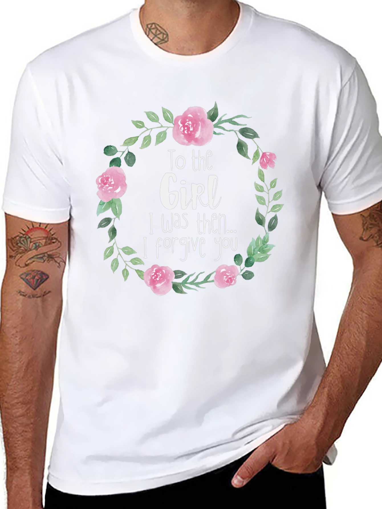Floral Forgive You Graphic T-Shirt - Black