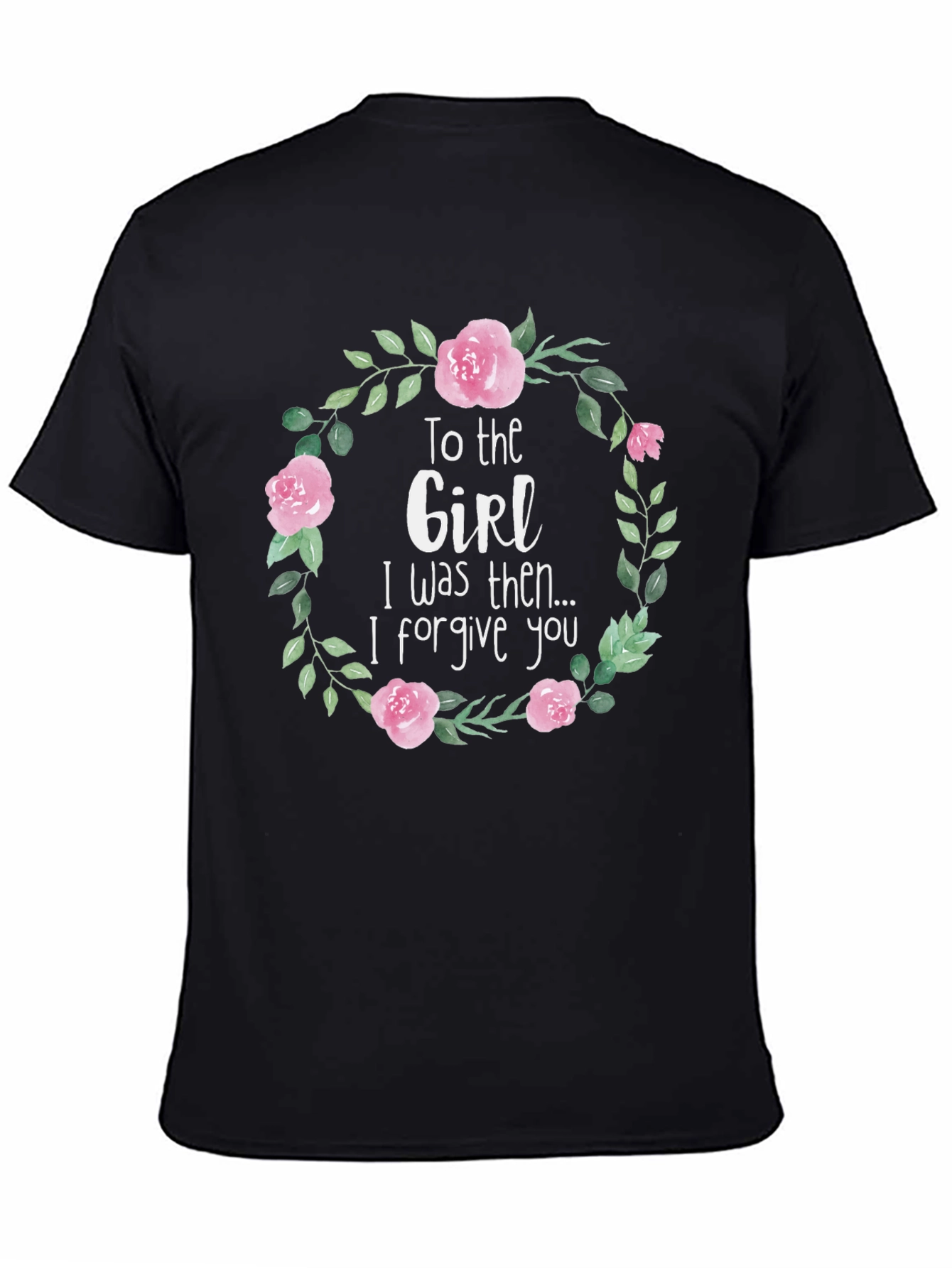 Floral Forgive You Graphic T-Shirt - Black