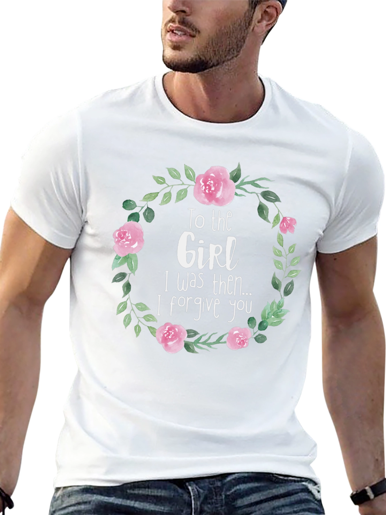 Floral Forgive You Graphic T-Shirt - Black