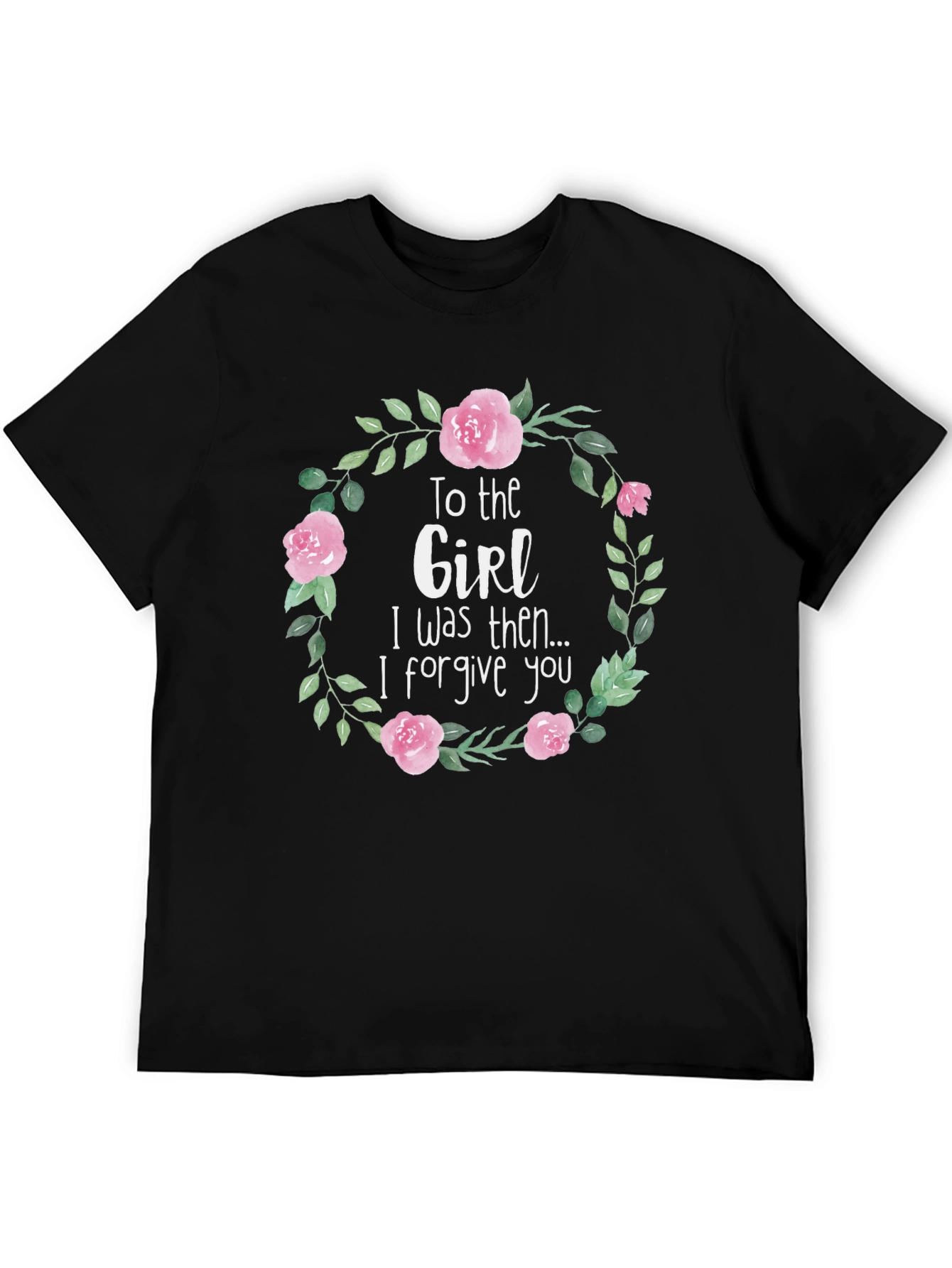 Floral Forgive You Graphic T-Shirt - Black