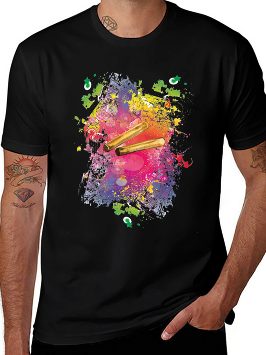 Abstract Art Tee - Colorful Drumsticks Design
