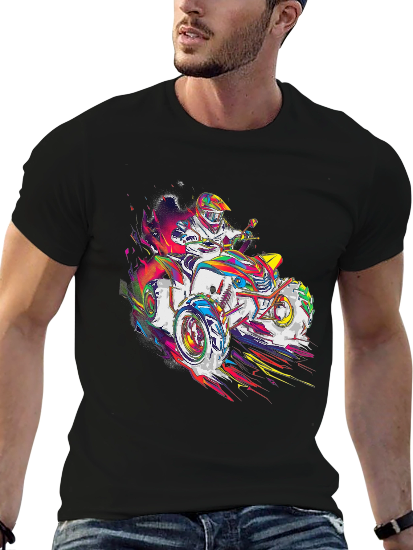 ATV Rider Graphic T-Shirt - Black
