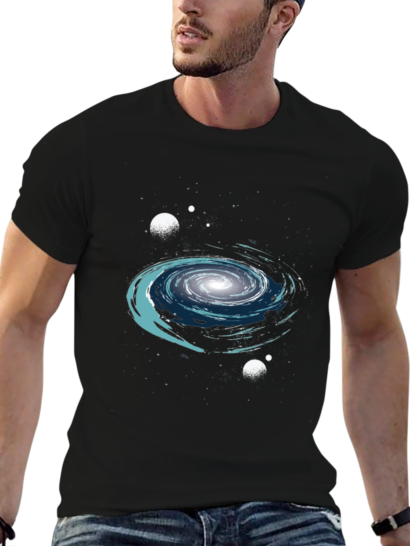 Galaxy Graphic Print Crew Neck T-Shirt