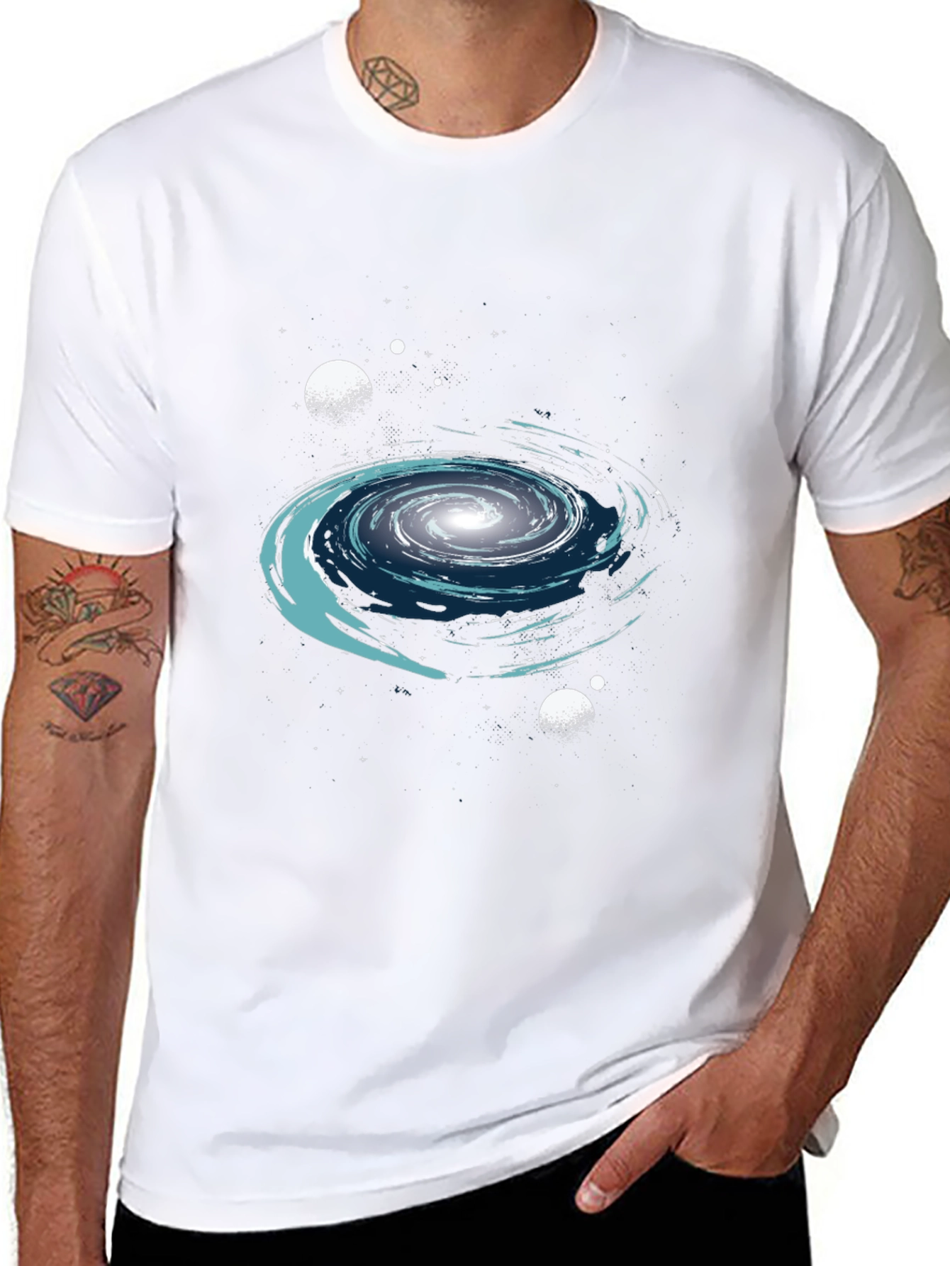 Galaxy Graphic Print Crew Neck T-Shirt