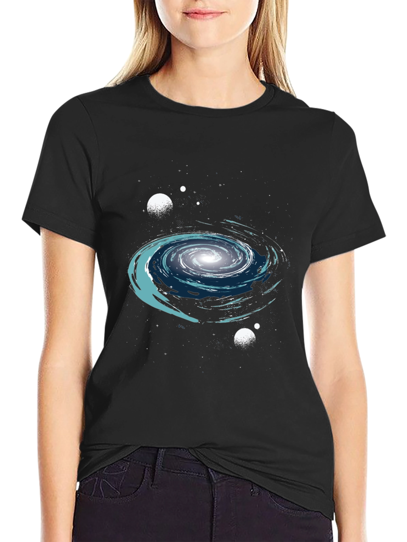 Galaxy Graphic Print Crew Neck T-Shirt