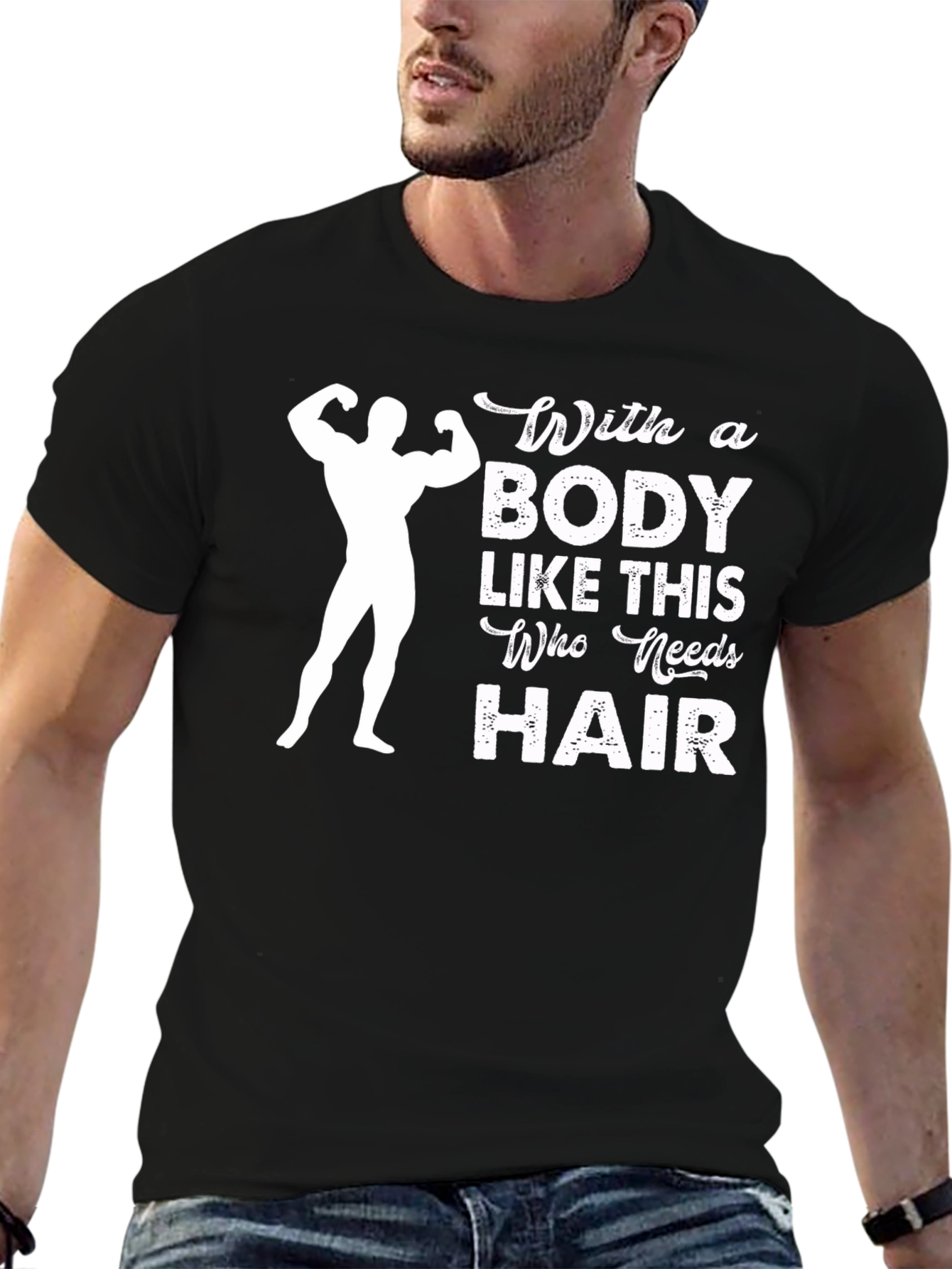 Funny Bald Gym Bodybuilder Graphic T-Shirt