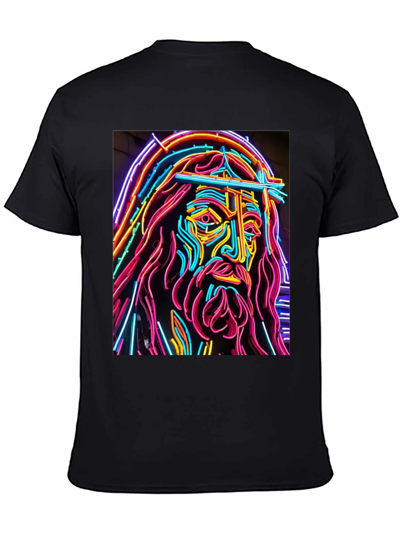 Neon Jesus Graphic T-Shirt - Bold Religious Art