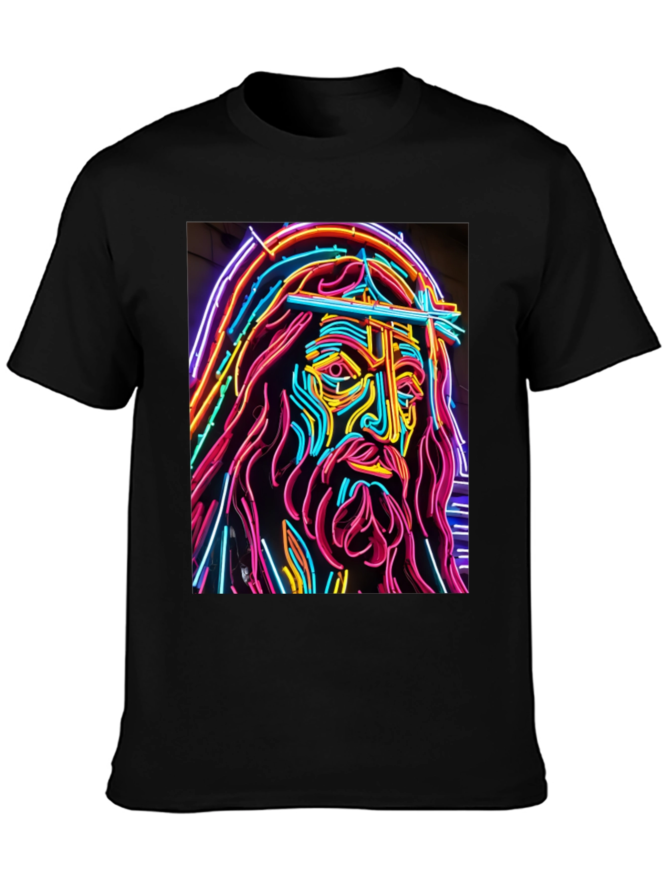Neon Jesus Graphic T-Shirt - Bold Religious Art