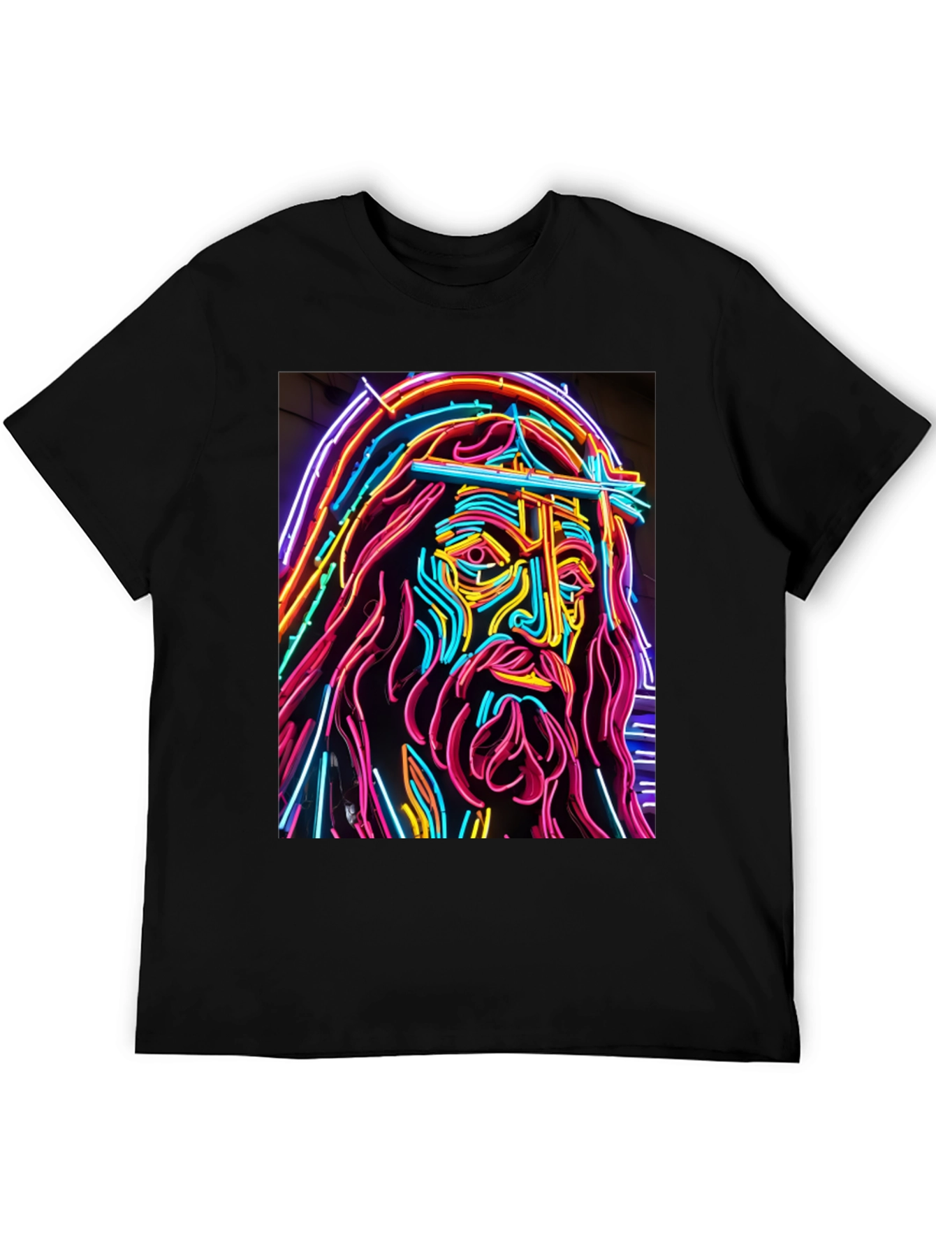 Neon Jesus Graphic T-Shirt - Bold Religious Art