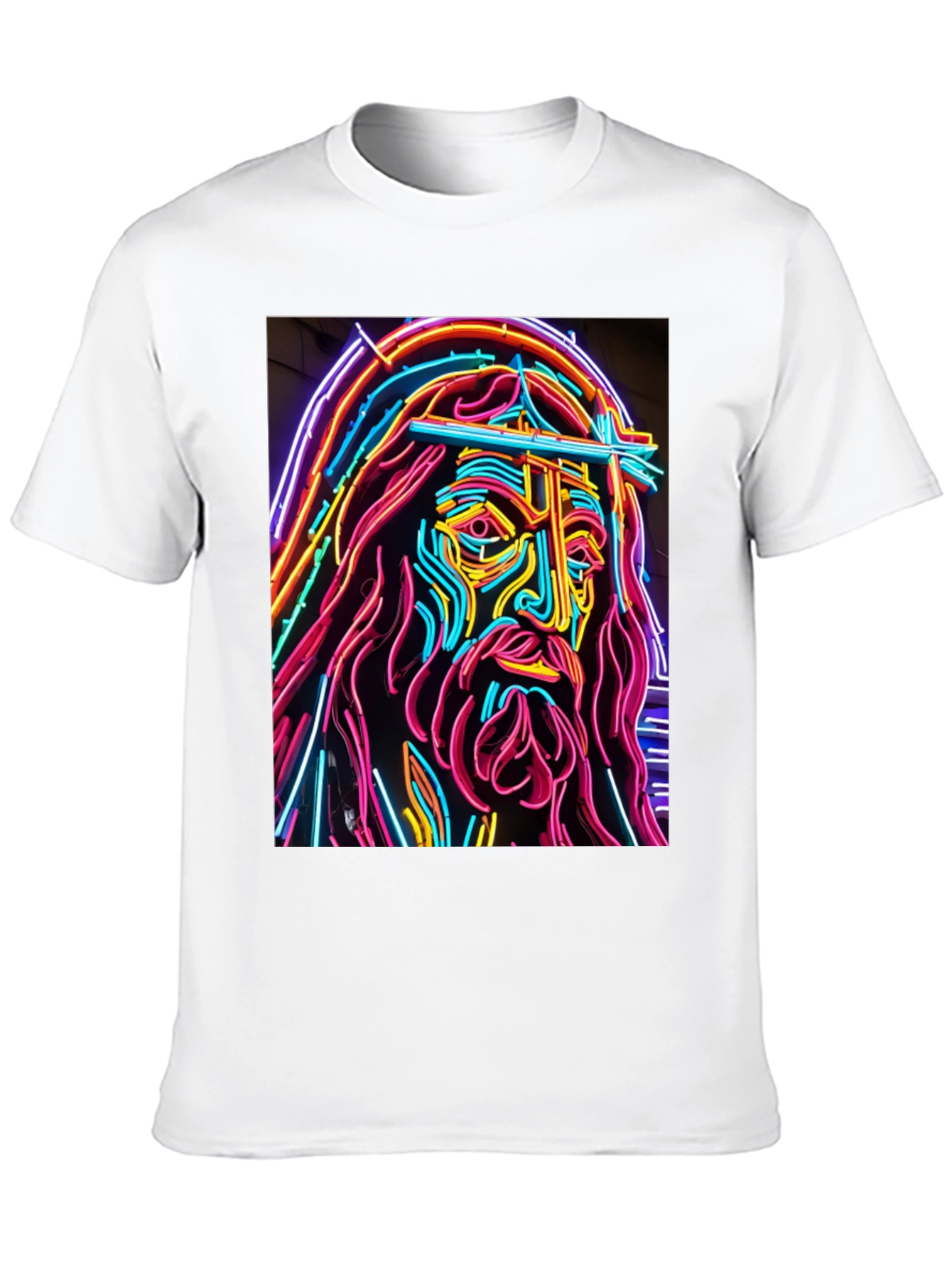 Neon Jesus Graphic T-Shirt - Bold Religious Art