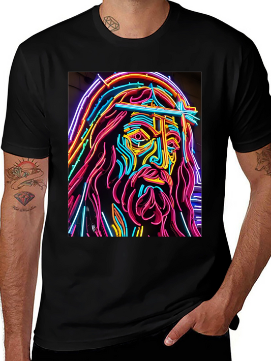 Neon Jesus Graphic T-Shirt - Bold Religious Art