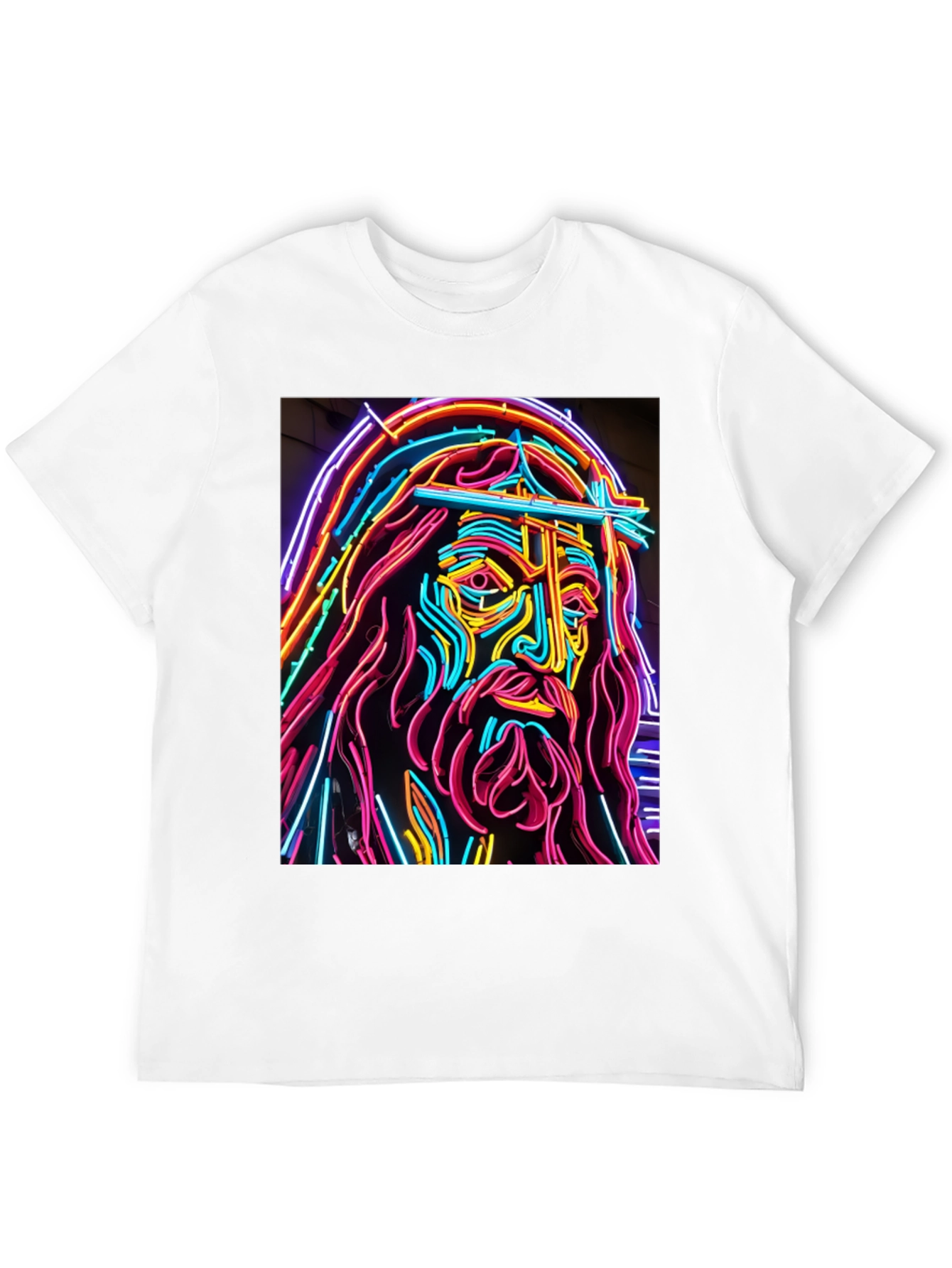 Neon Jesus Graphic T-Shirt - Bold Religious Art