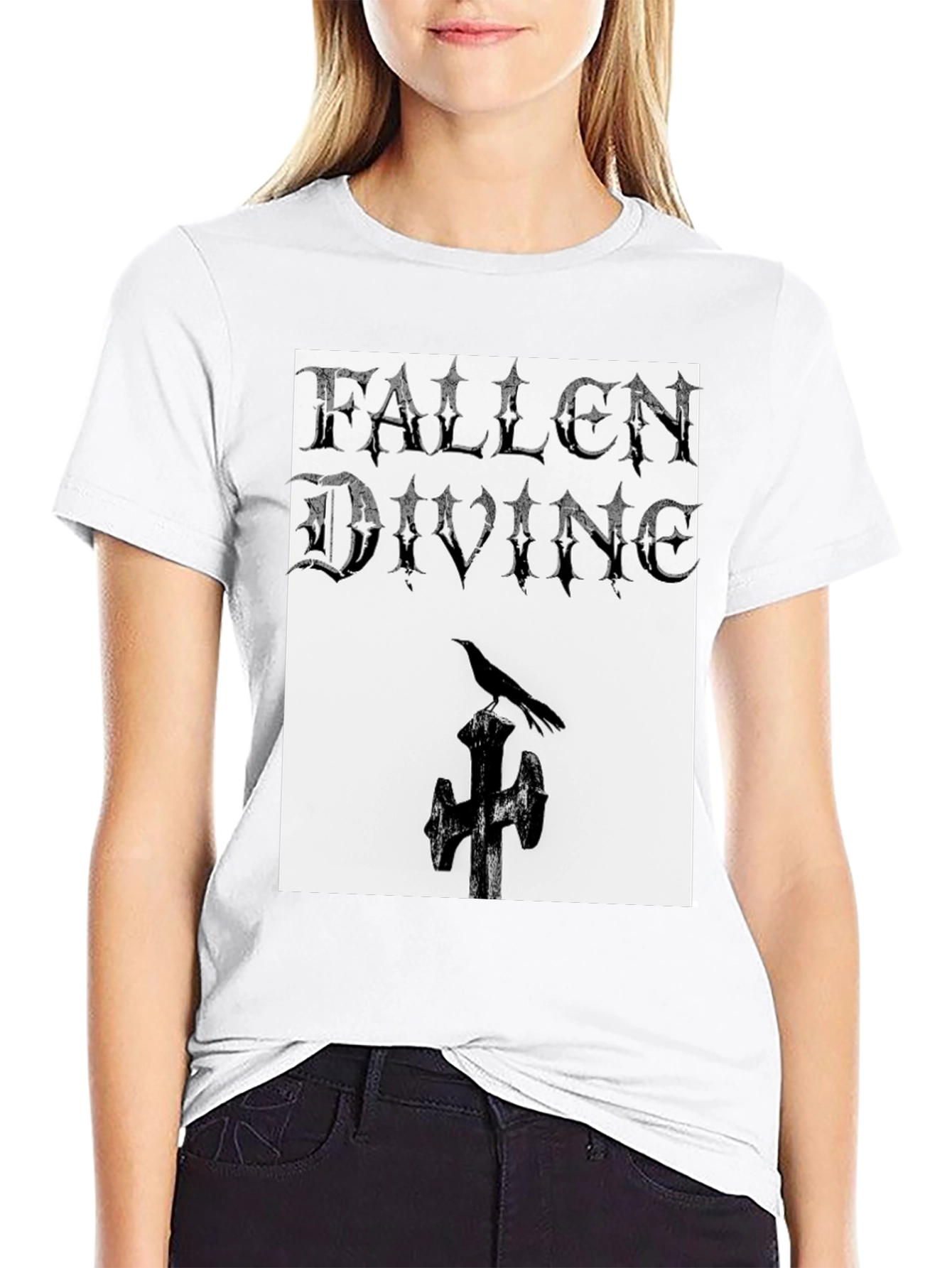 Fallen Divine Crow Graphic Tee - Gothic Style