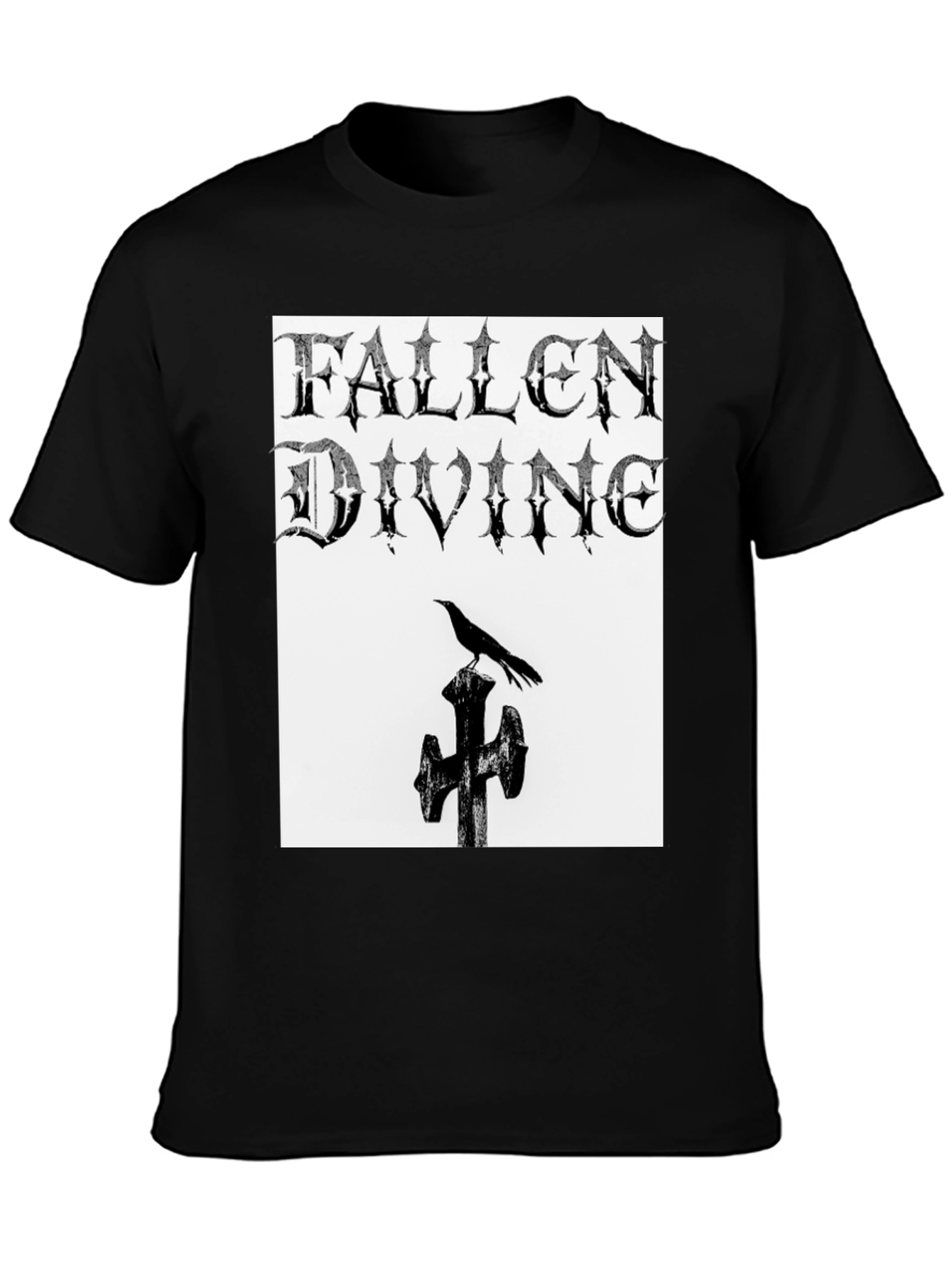Fallen Divine Crow Graphic Tee - Gothic Style